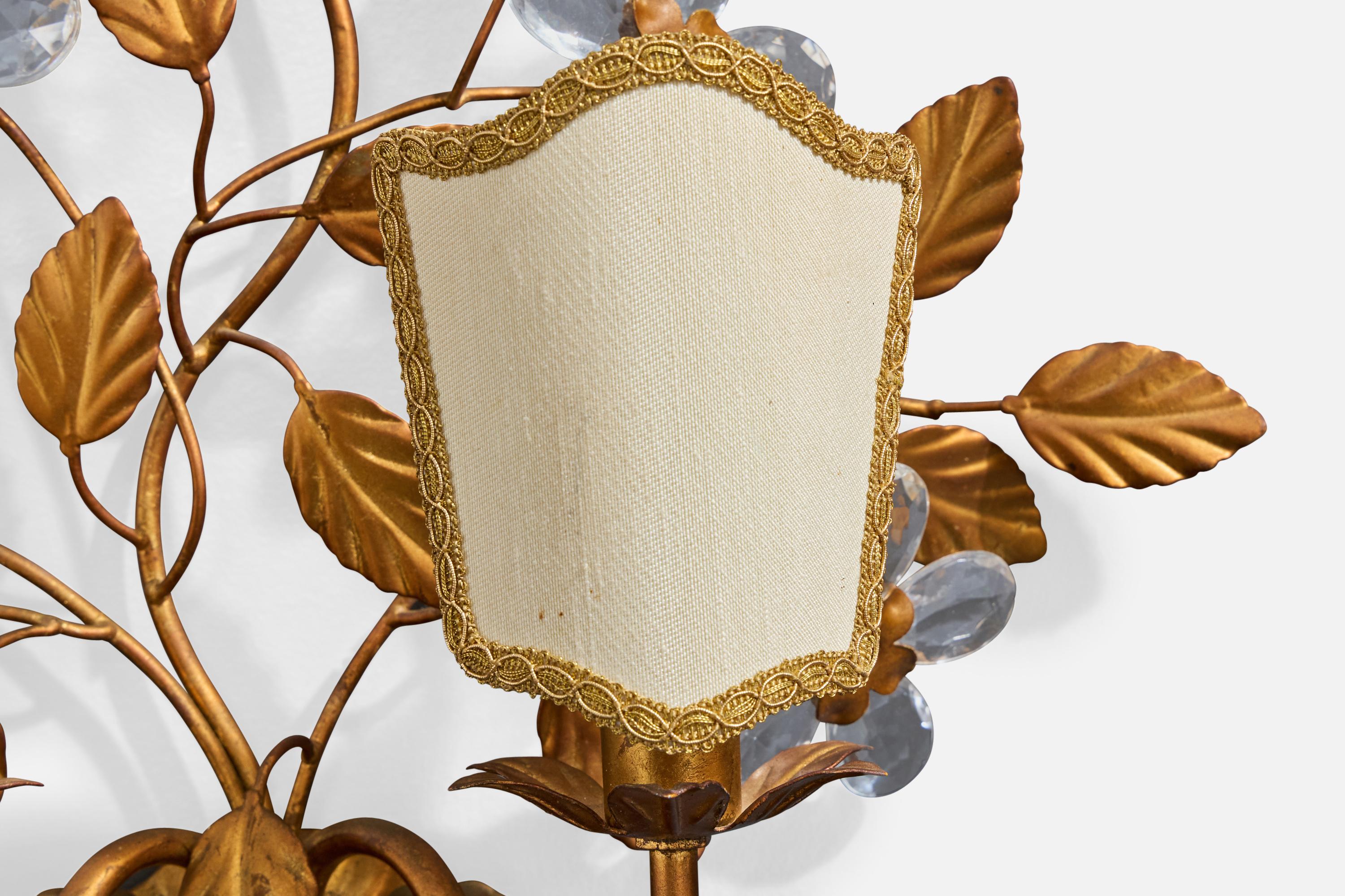 Lampada da parete di design francese, metallo, vetro, tessuto, Francia, anni '60 in vendita 1