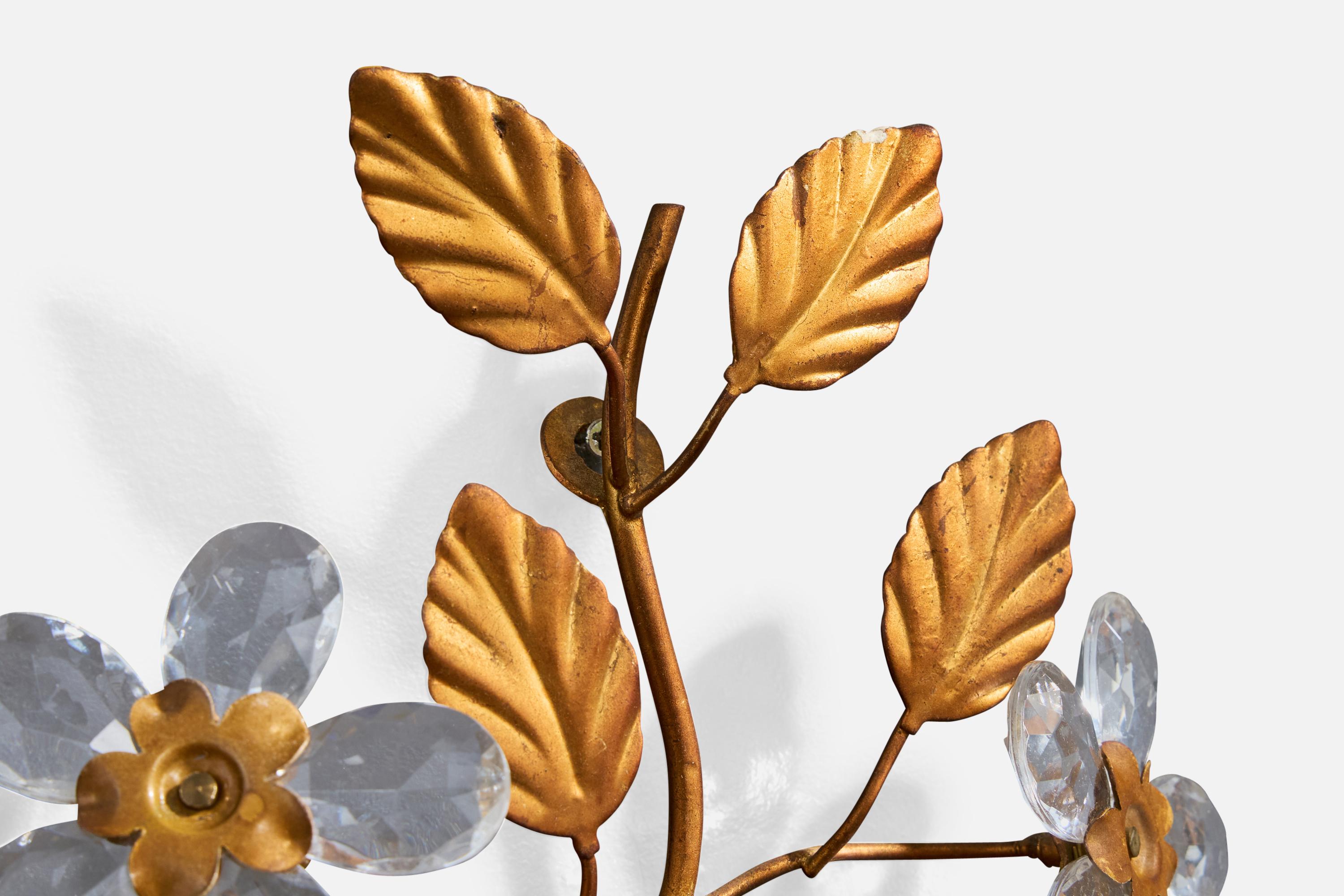 Lampada da parete di design francese, metallo, vetro, tessuto, Francia, anni '60 in vendita 2