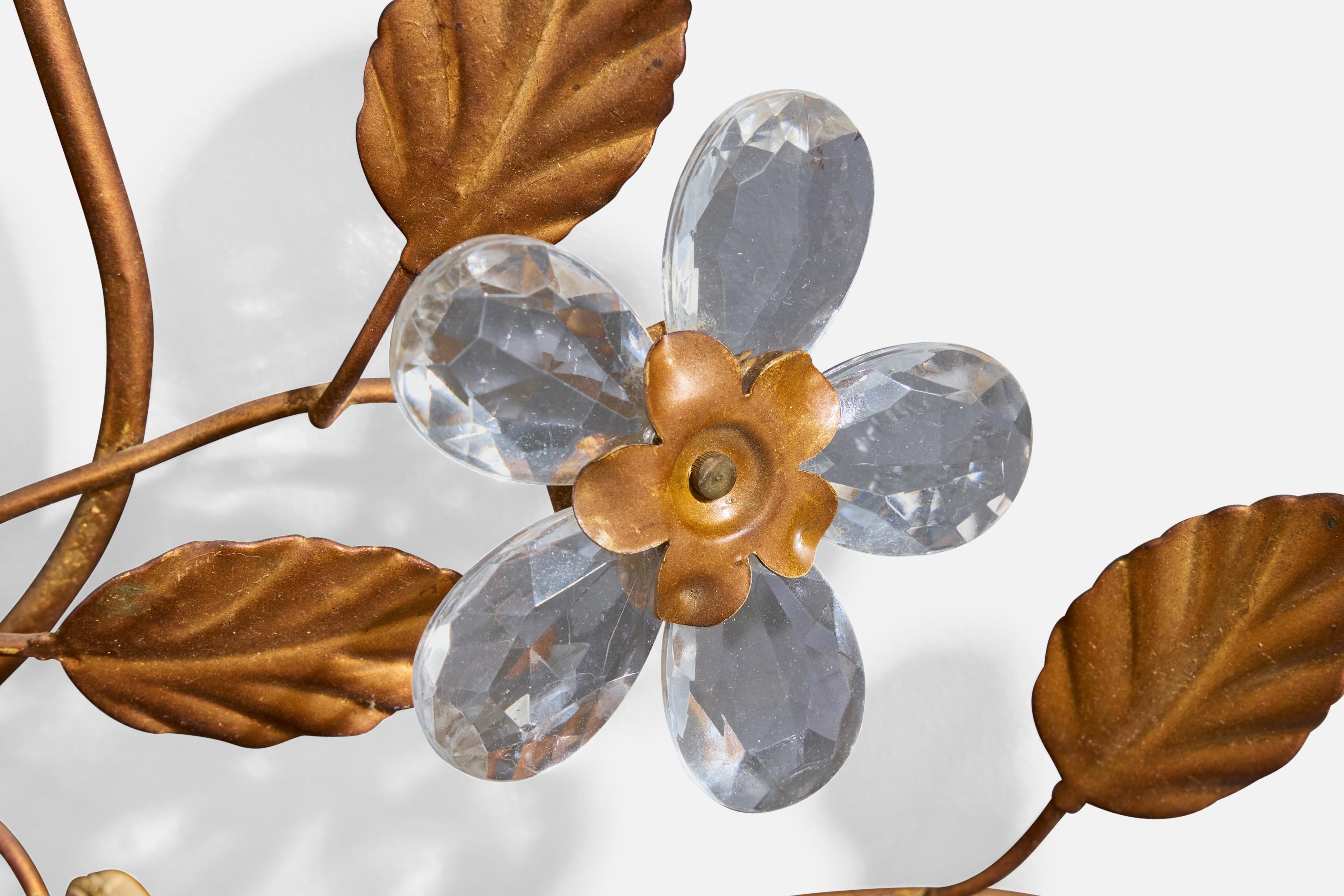 Lampada da parete di design francese, metallo, vetro, tessuto, Francia, anni '60 in vendita 3