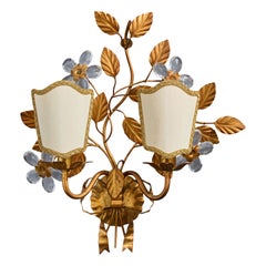 Diseñador francés, Aplique, Metal, Cristal, Tela, Francia, Años 60