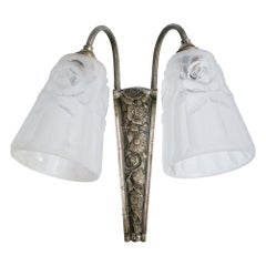 Designer francese, lampada da parete, metallo, vetro, Francia, anni '1930