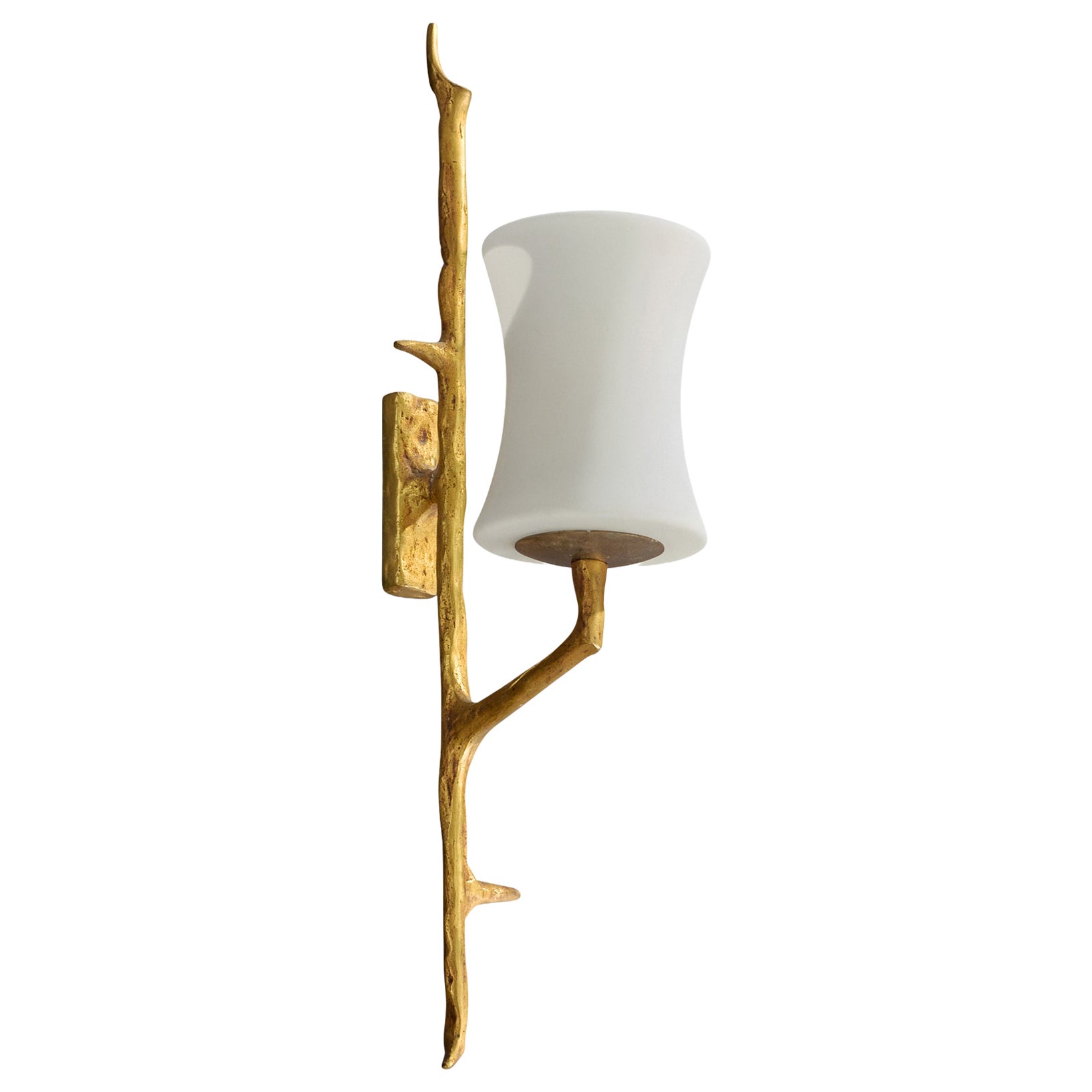 French Designer, Wall Light, Metal, Glass, France, 1950s For Sale