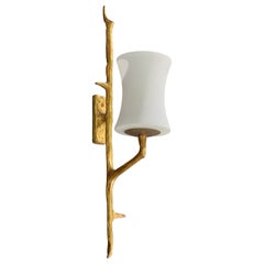 French Designer, Wall Light, Metal, Glass, France, 1950s