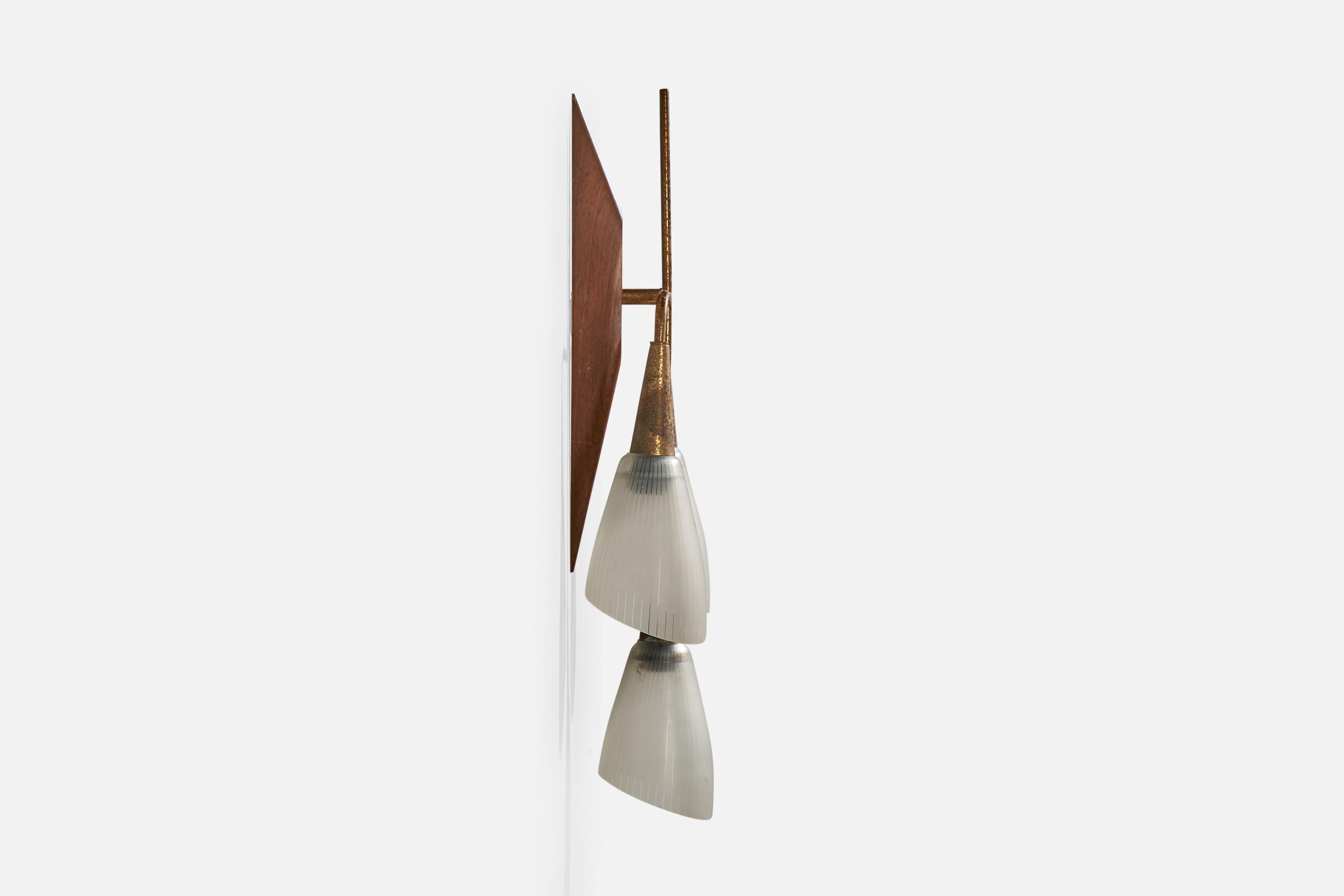 Mid-Century Modern Design/One, Design-Light, Teck, Laiton, Verre, France, années 1950 en vente