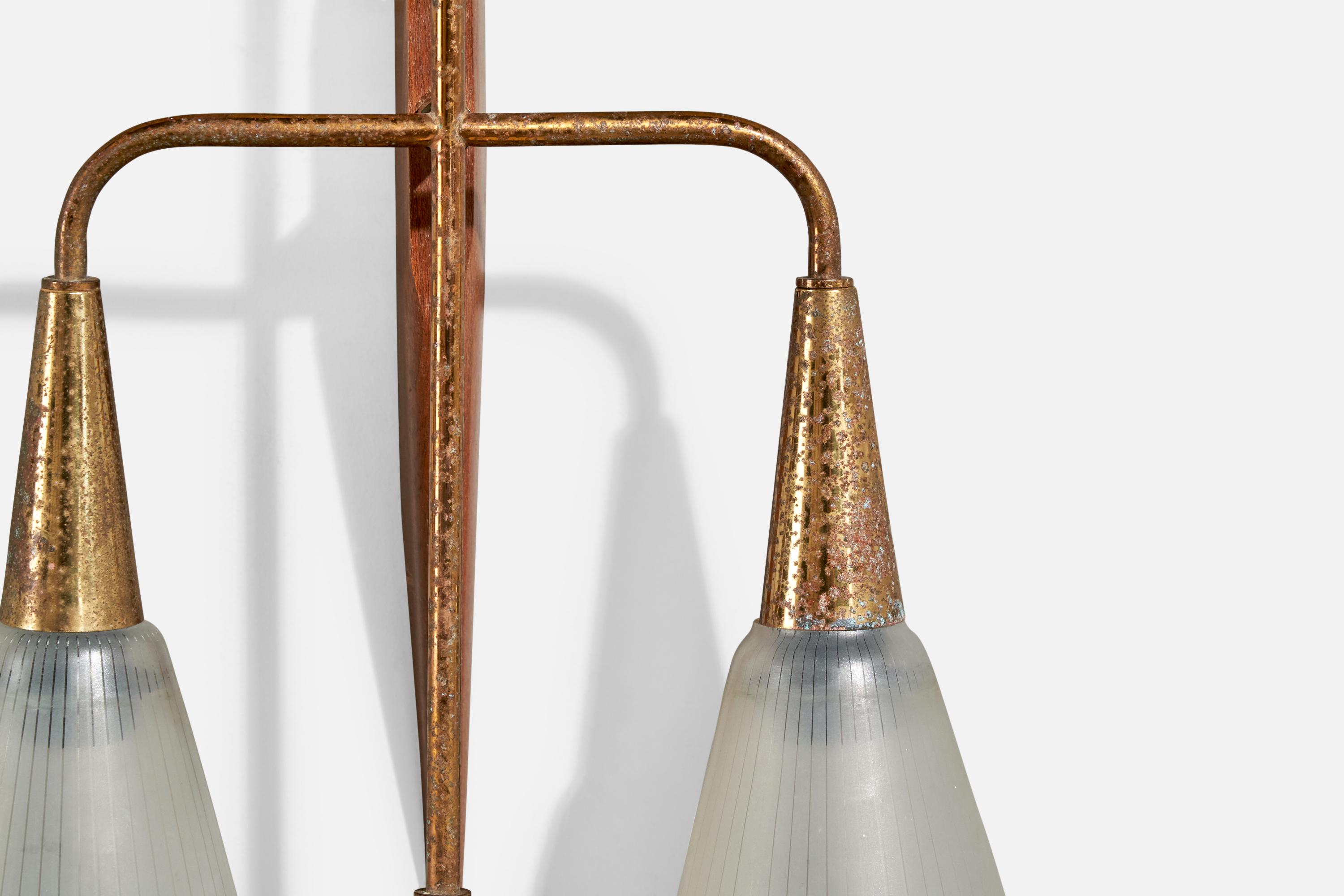 Design/One, Design-Light, Teck, Laiton, Verre, France, années 1950 État moyen - En vente à High Point, NC