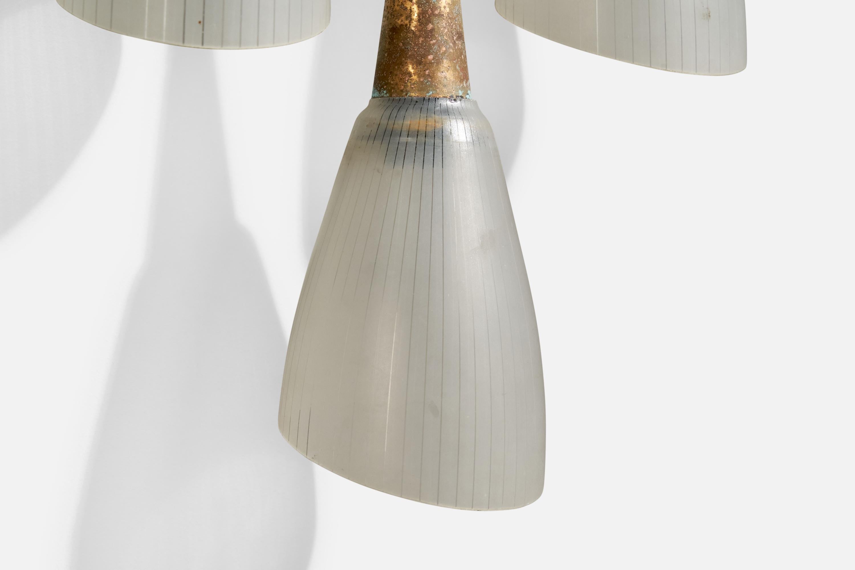 Milieu du XXe siècle Design/One, Design-Light, Teck, Laiton, Verre, France, années 1950 en vente