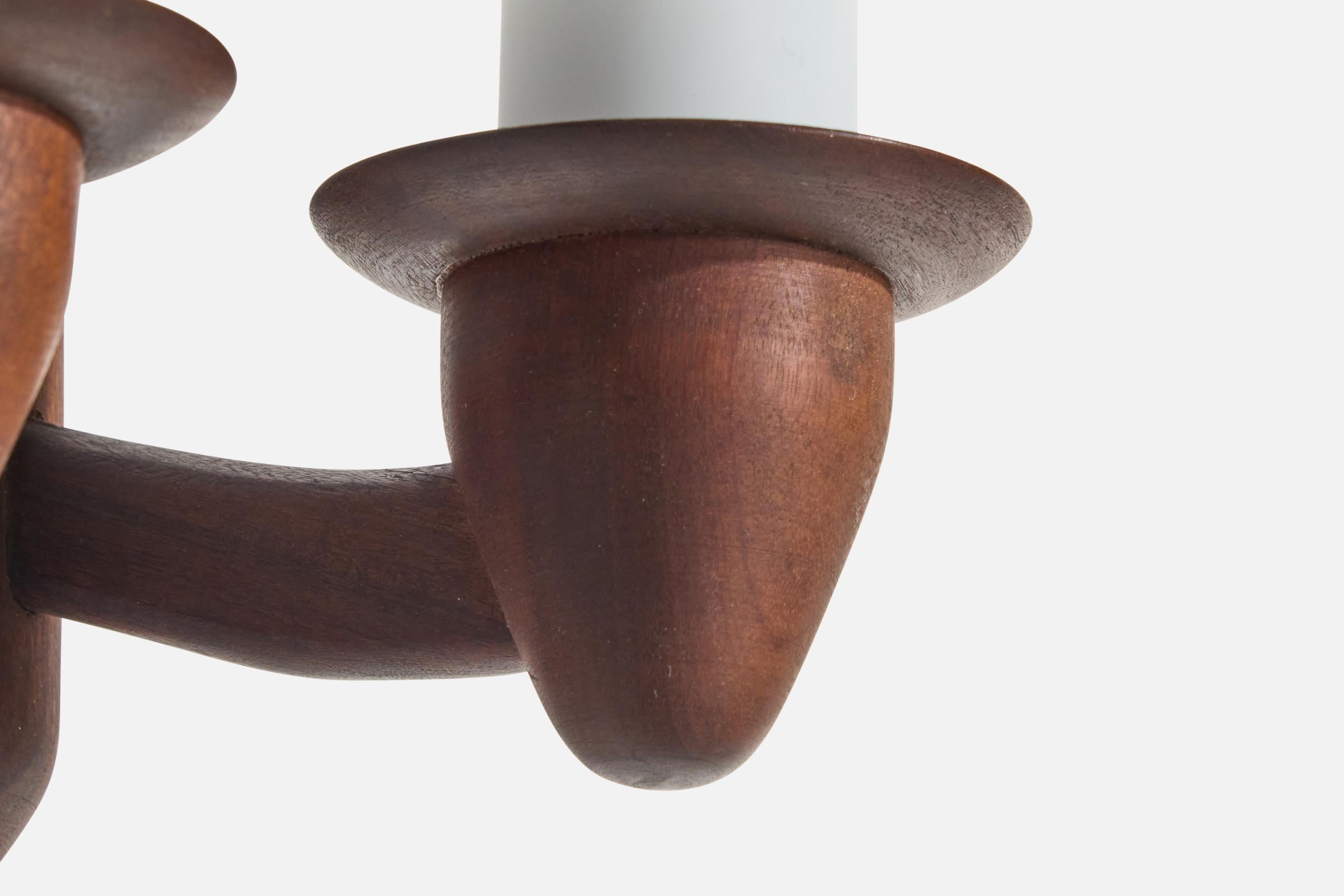 French Designer, Wall Light, Wood, Glass, France, 1950s For Sale 3