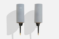 French Designer, Wall Lights, Acrylic, Metal, Brass, France, 1960s