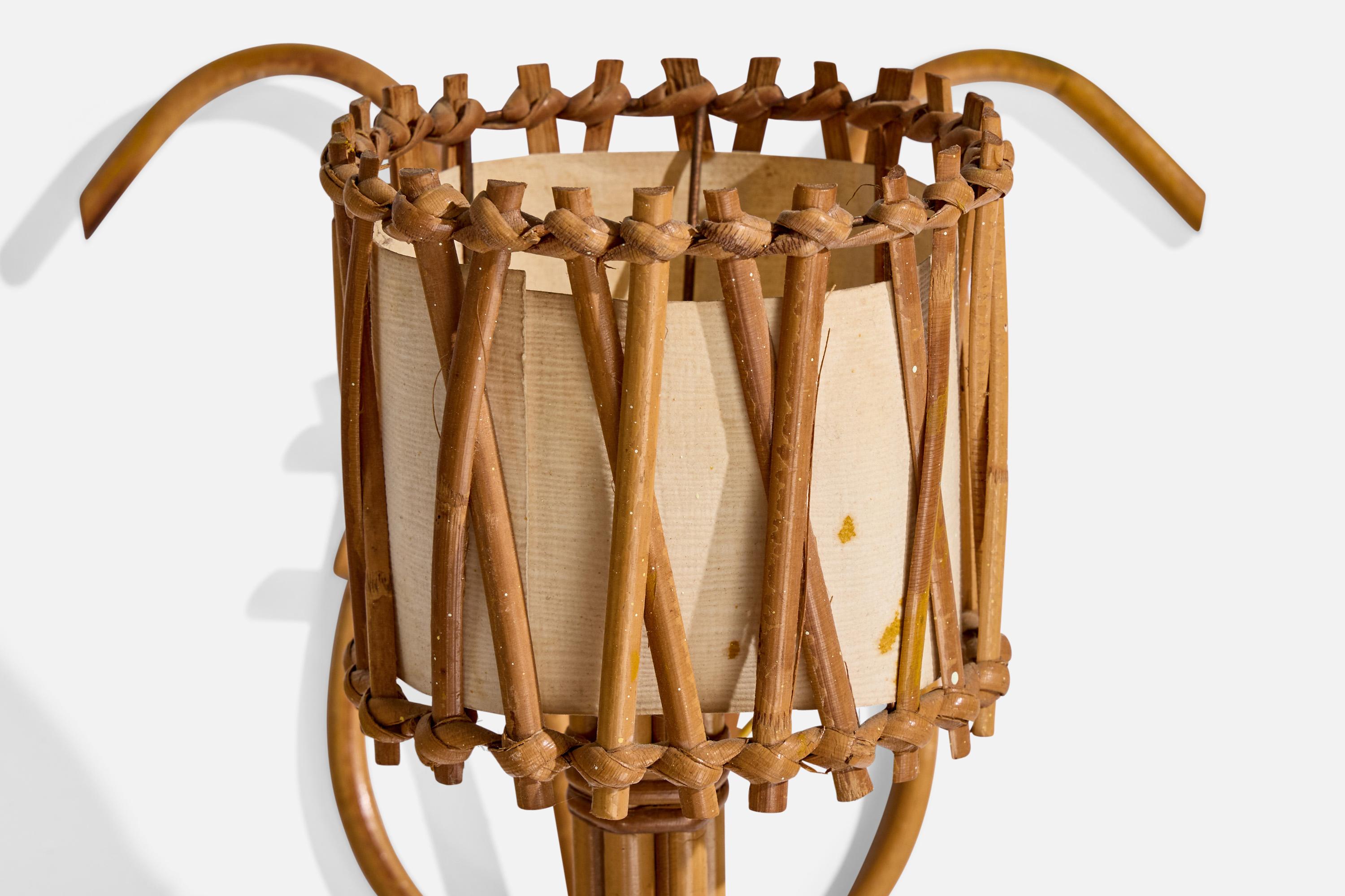 Designer francese, lampade da parete, bambù, rattan, tessuto, Francia, anni '60 in vendita 1