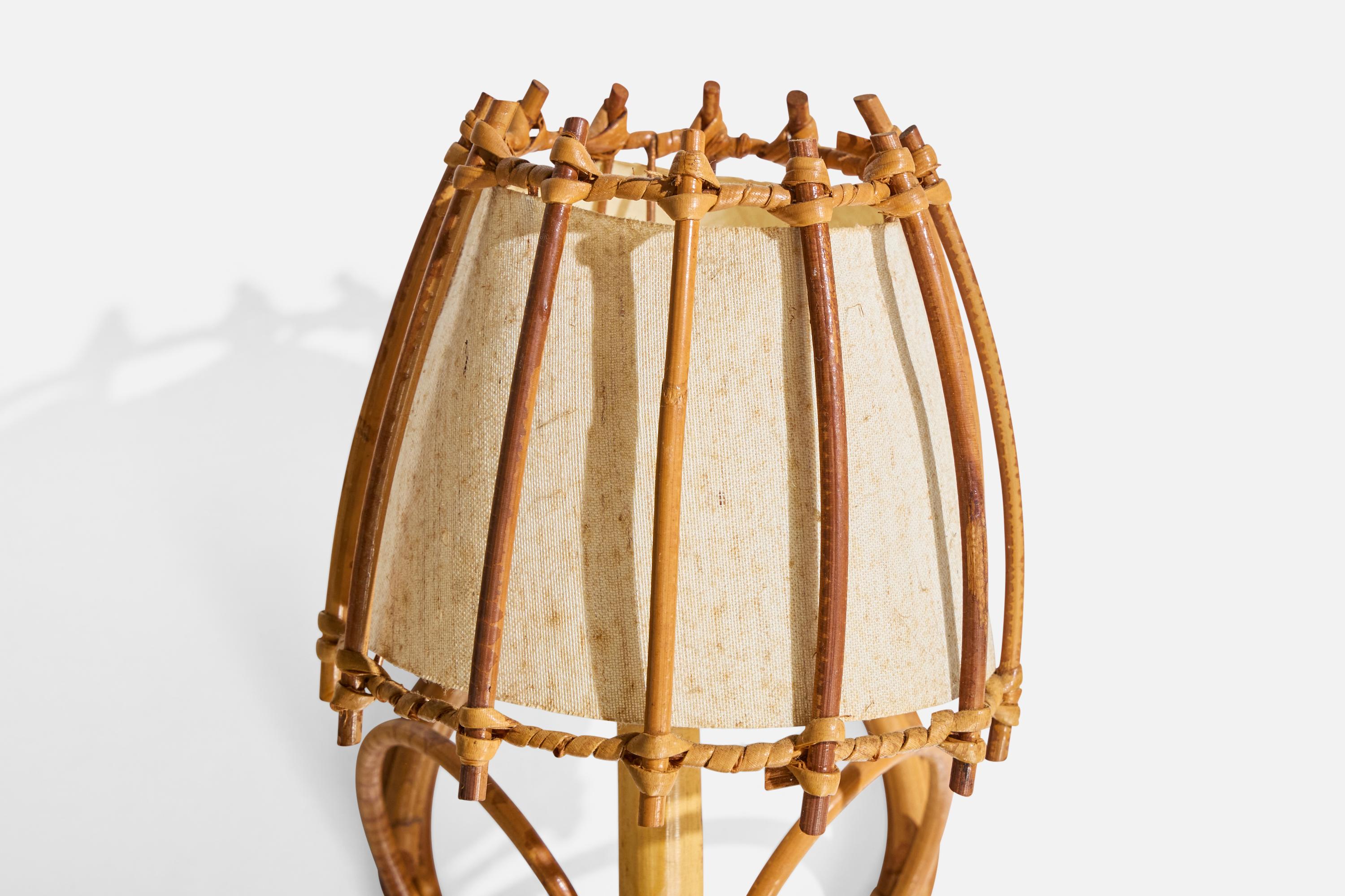 Designer francese, lampade da parete, bambù, rattan, tessuto, Francia, anni '1970 in vendita 2