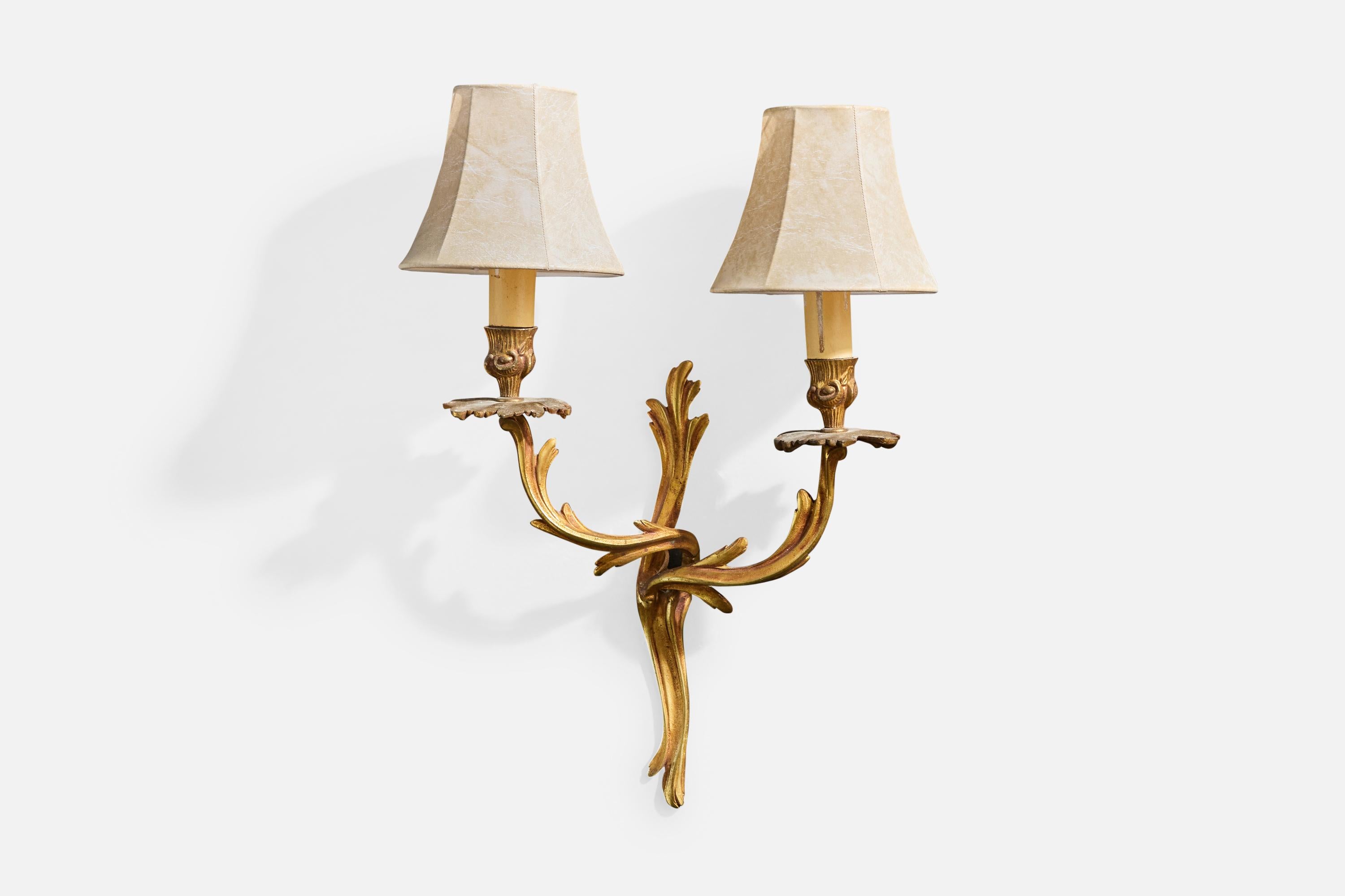 Mid-20th Century French Designer, Wall Lights, Brass, Bakelite, Resin, France, 1940s For Sale