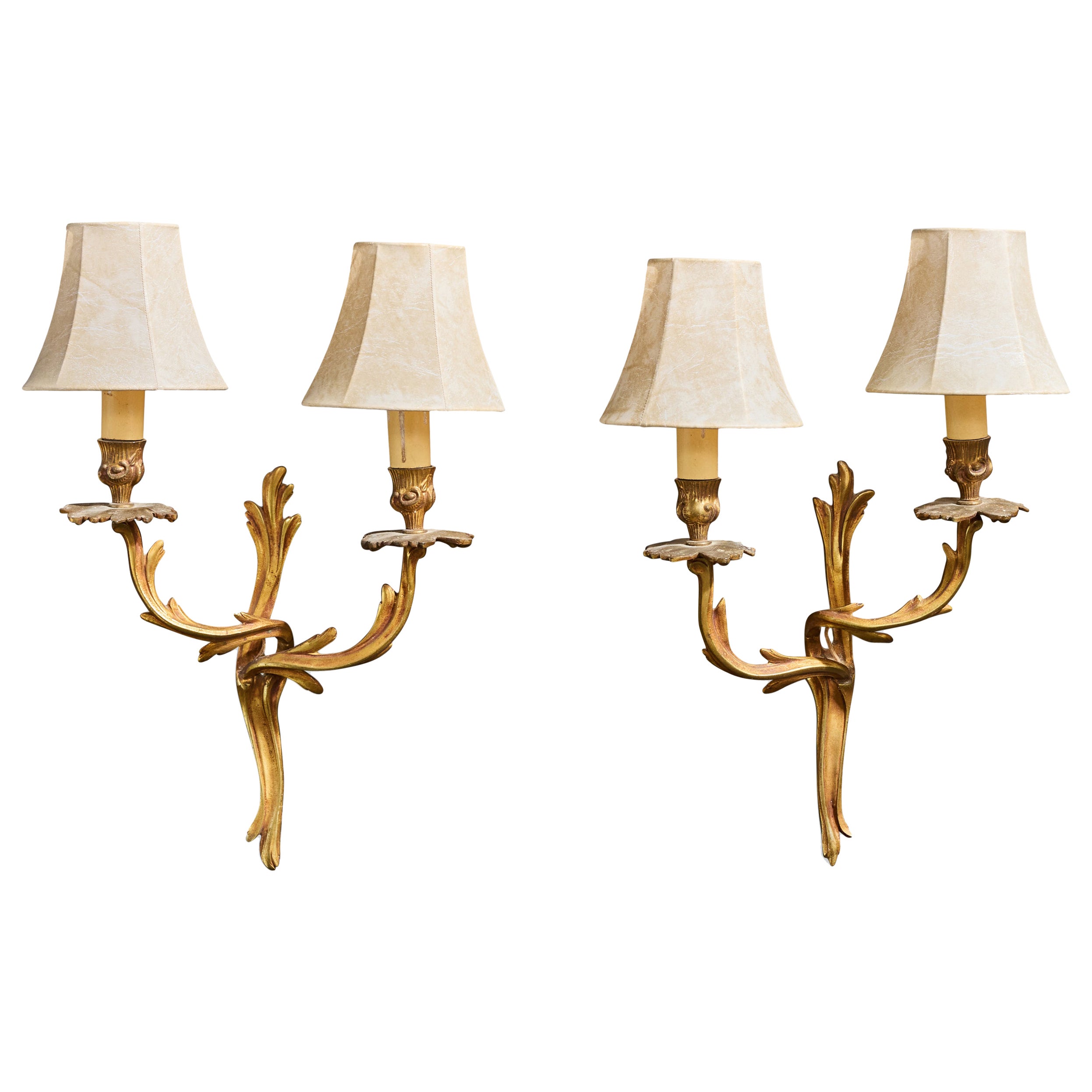 French Designer, Wall Lights, Brass, Bakelite, Resin, France, 1940s