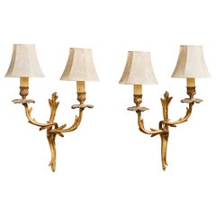 French Designer, Wall Lights, Brass, Bakelite, Resin, France, 1940s