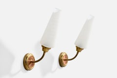 Design/One, appliques, laiton, cuivre, verre, France, années 1950