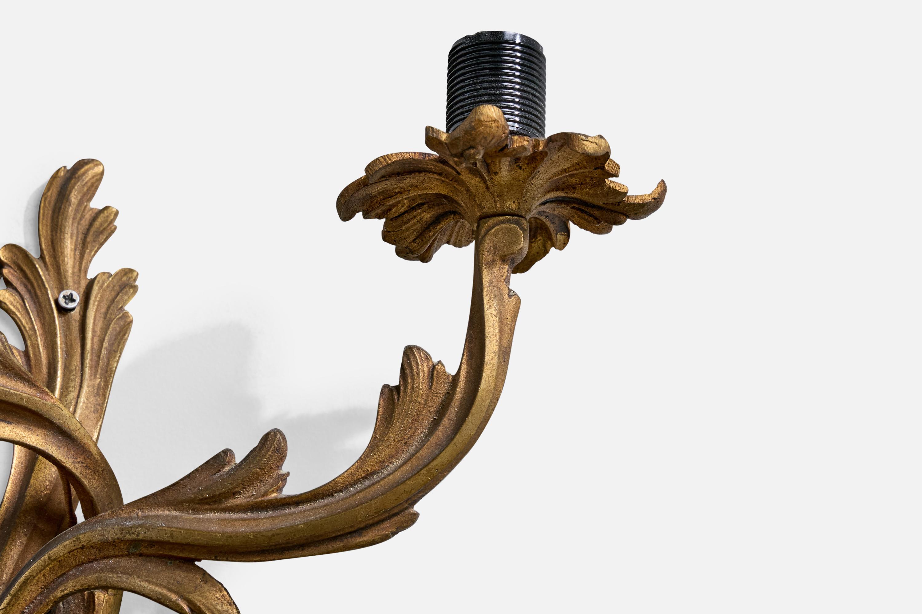 Französischer Designer, Wall Lights, Messing, Stoff, Frankreich, 1940er Jahre im Angebot 5