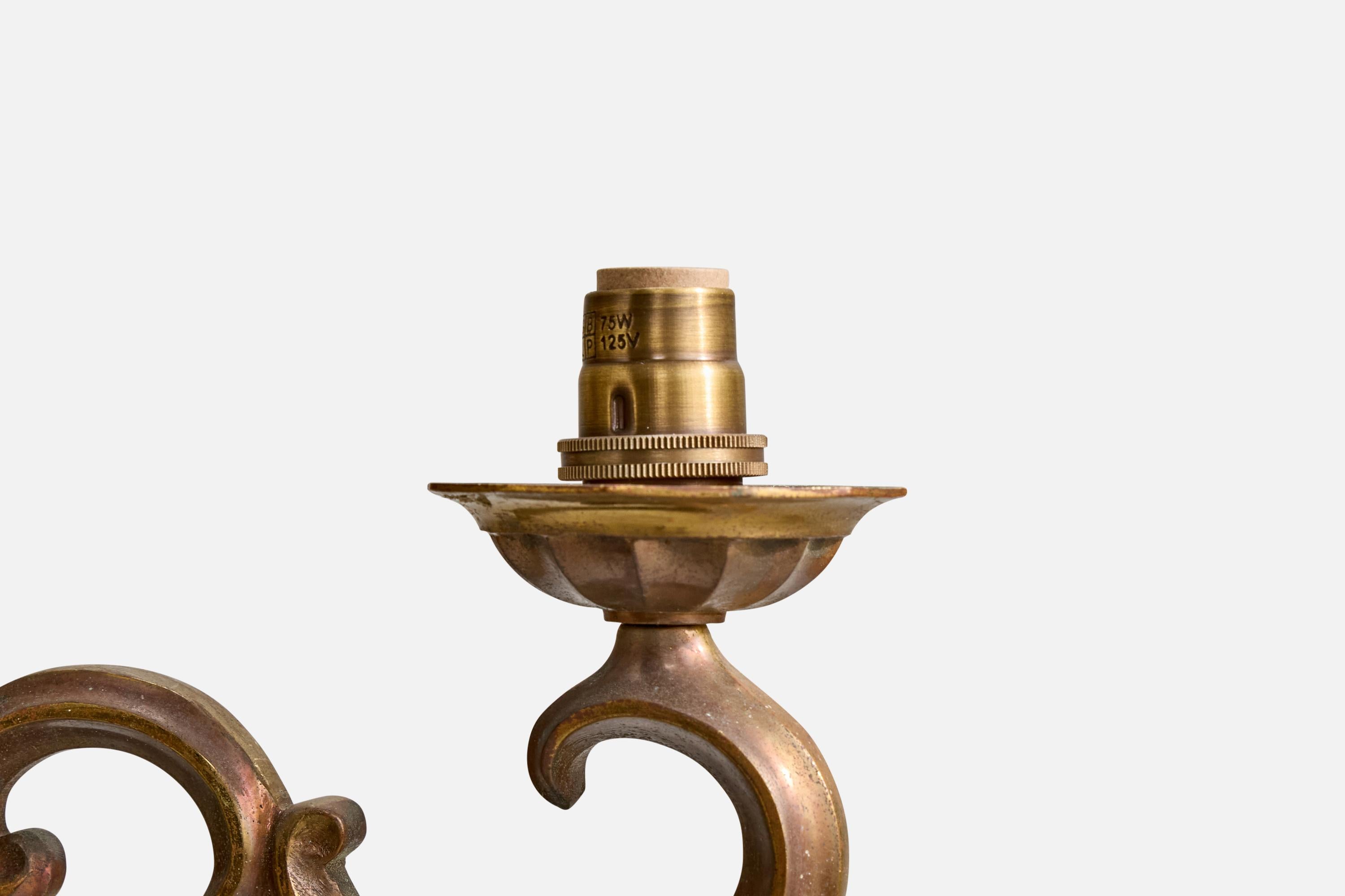 French Designer, Wall Lights, Brass, Fabric, France, 1950s For Sale 5