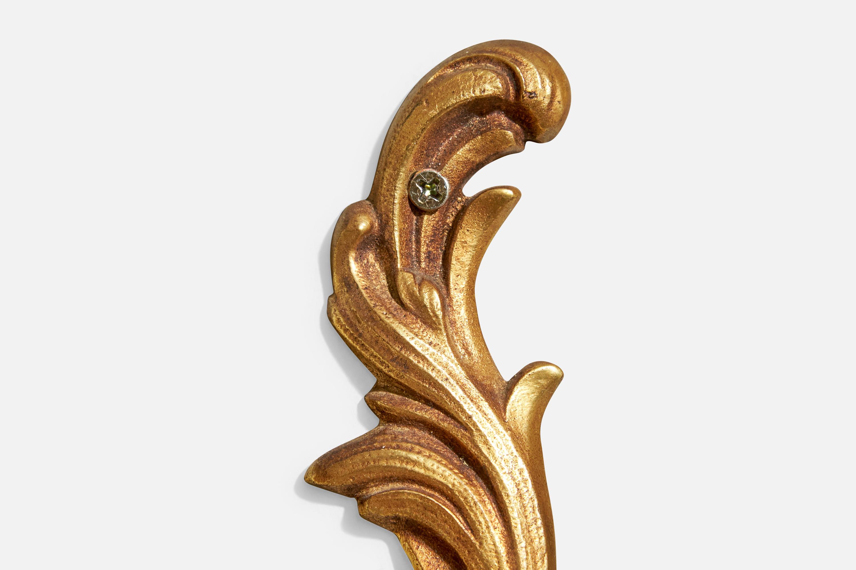 French Designer, Wall Lights, Brass, Fabric, France, 1950s For Sale 3