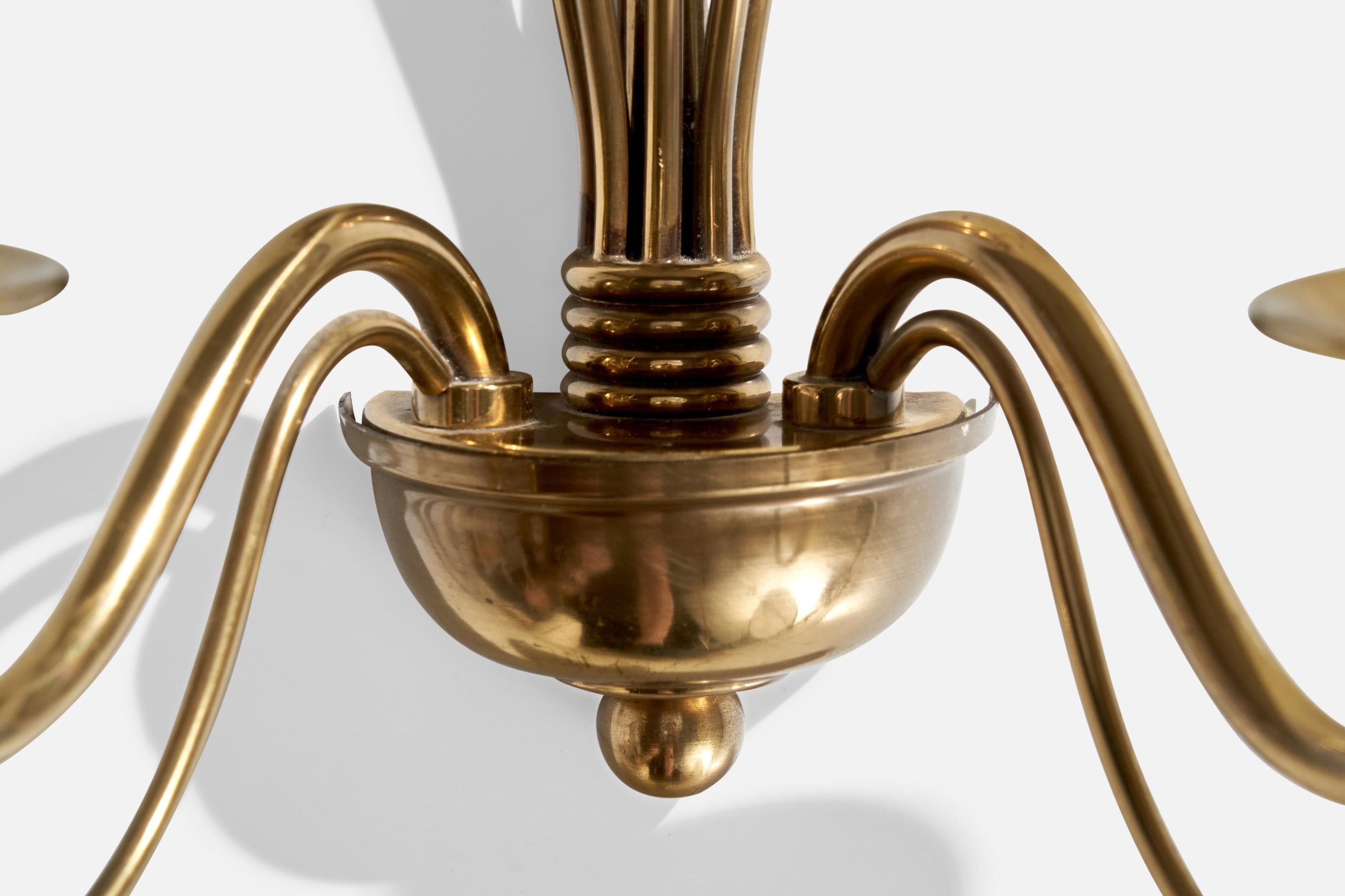 Designer francese, lampade da parete, ottone, tessuto, Francia, anni '1950 in vendita 1