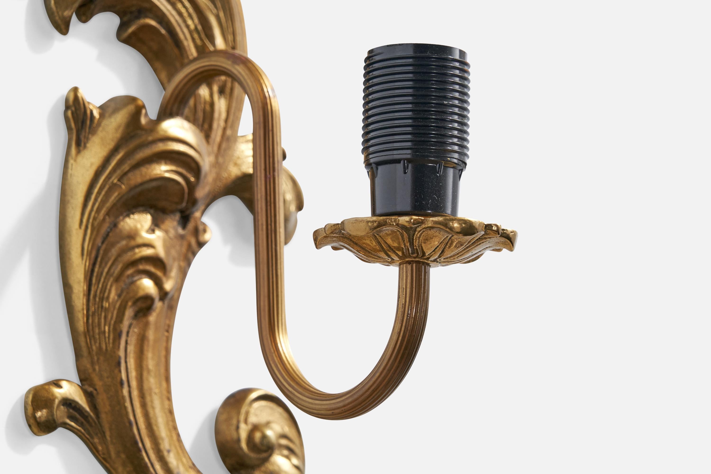 Designer francese, lampade da parete, ottone, tessuto, Francia, anni '1950 in vendita 2