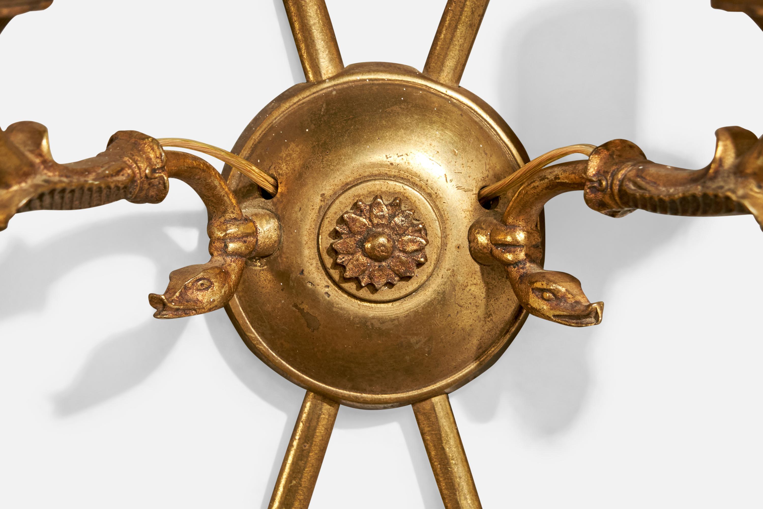 Designer francese, lampade da parete, ottone, tessuto, Francia, anni '1950 in vendita 2