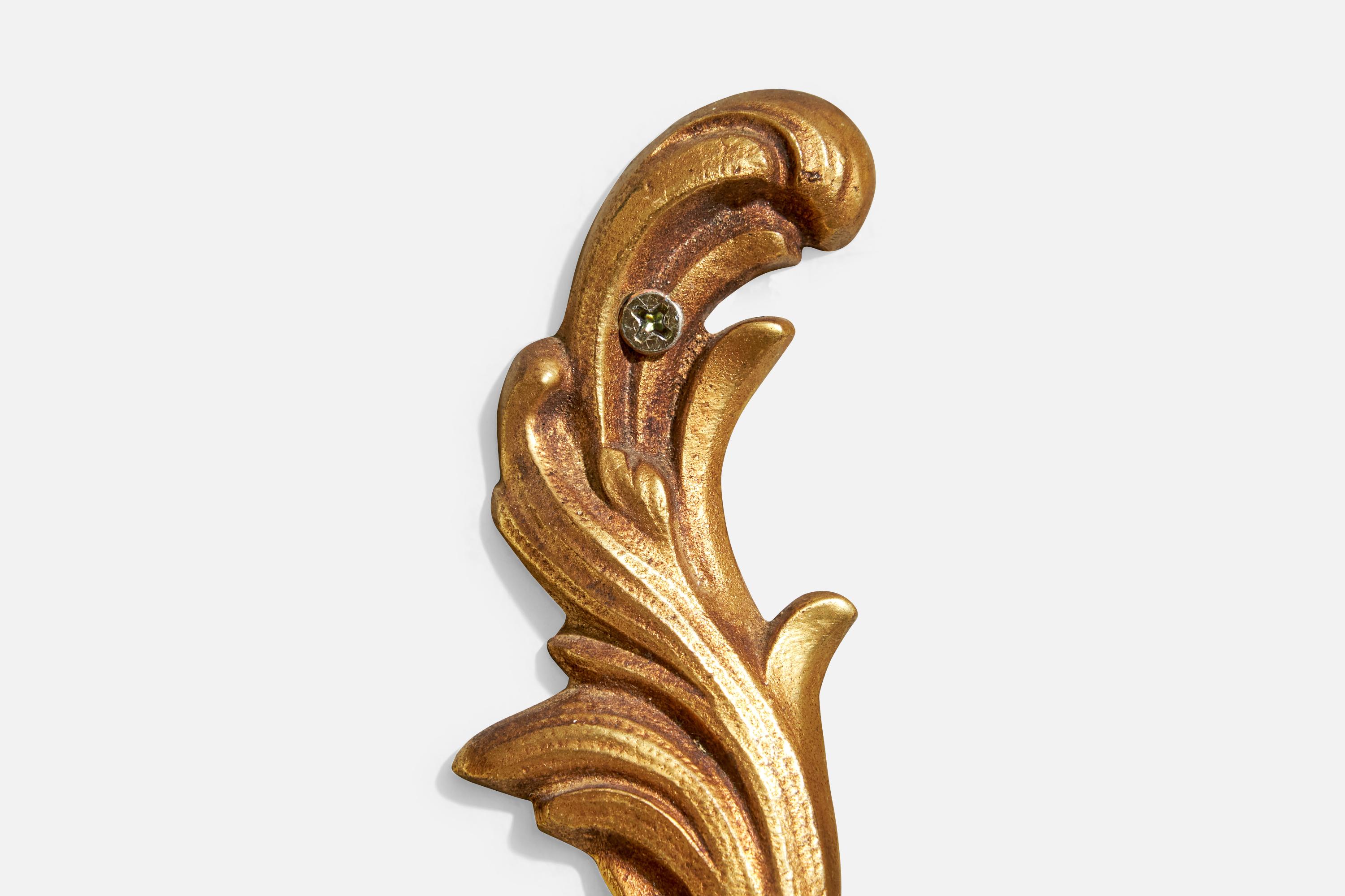 French Designer, Wall Lights, Brass, Fabric, France, 1950s For Sale 4