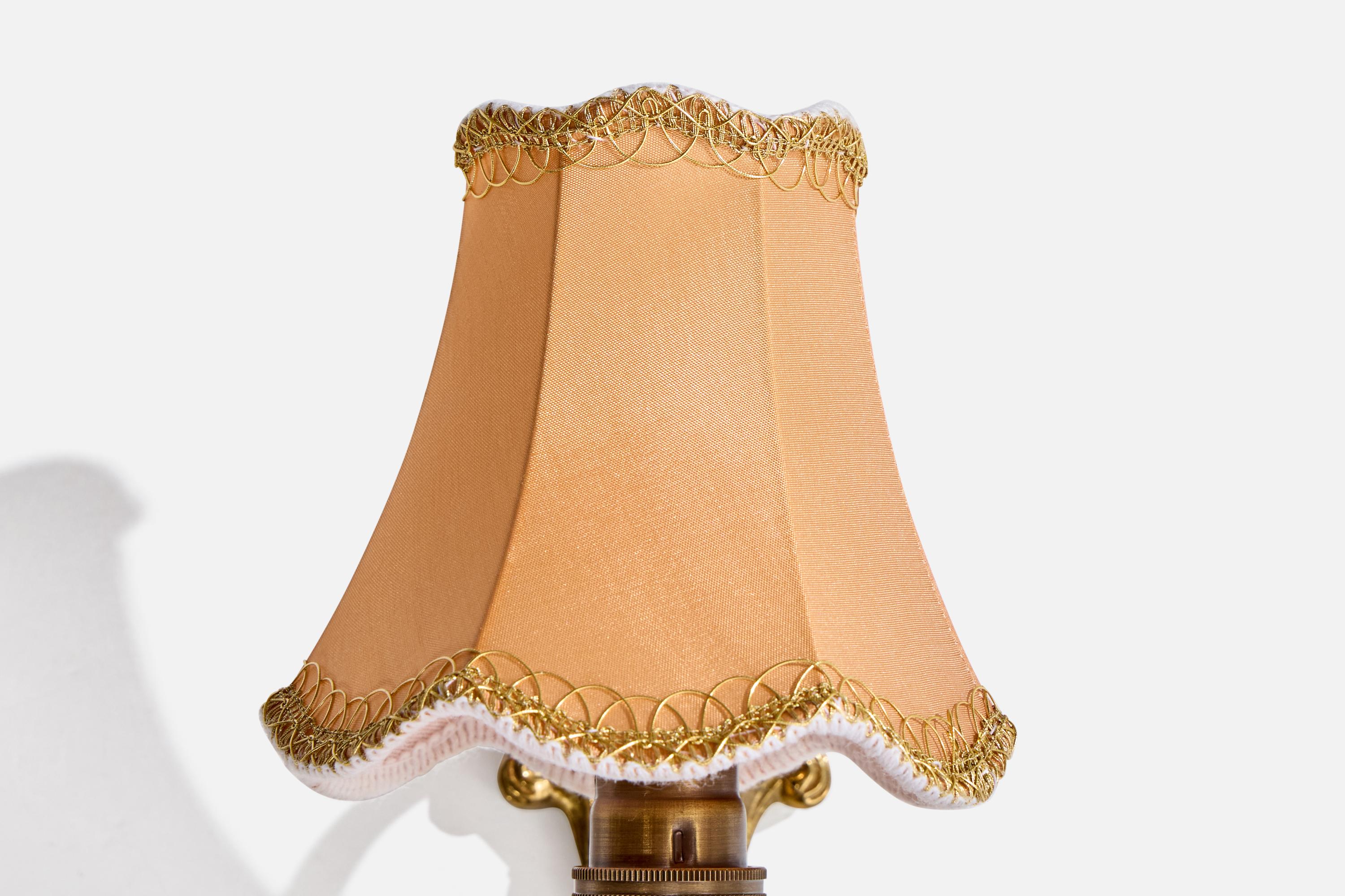 French Designer, Wall Lights, Brass, Fabric, France, 1950s im Angebot 2