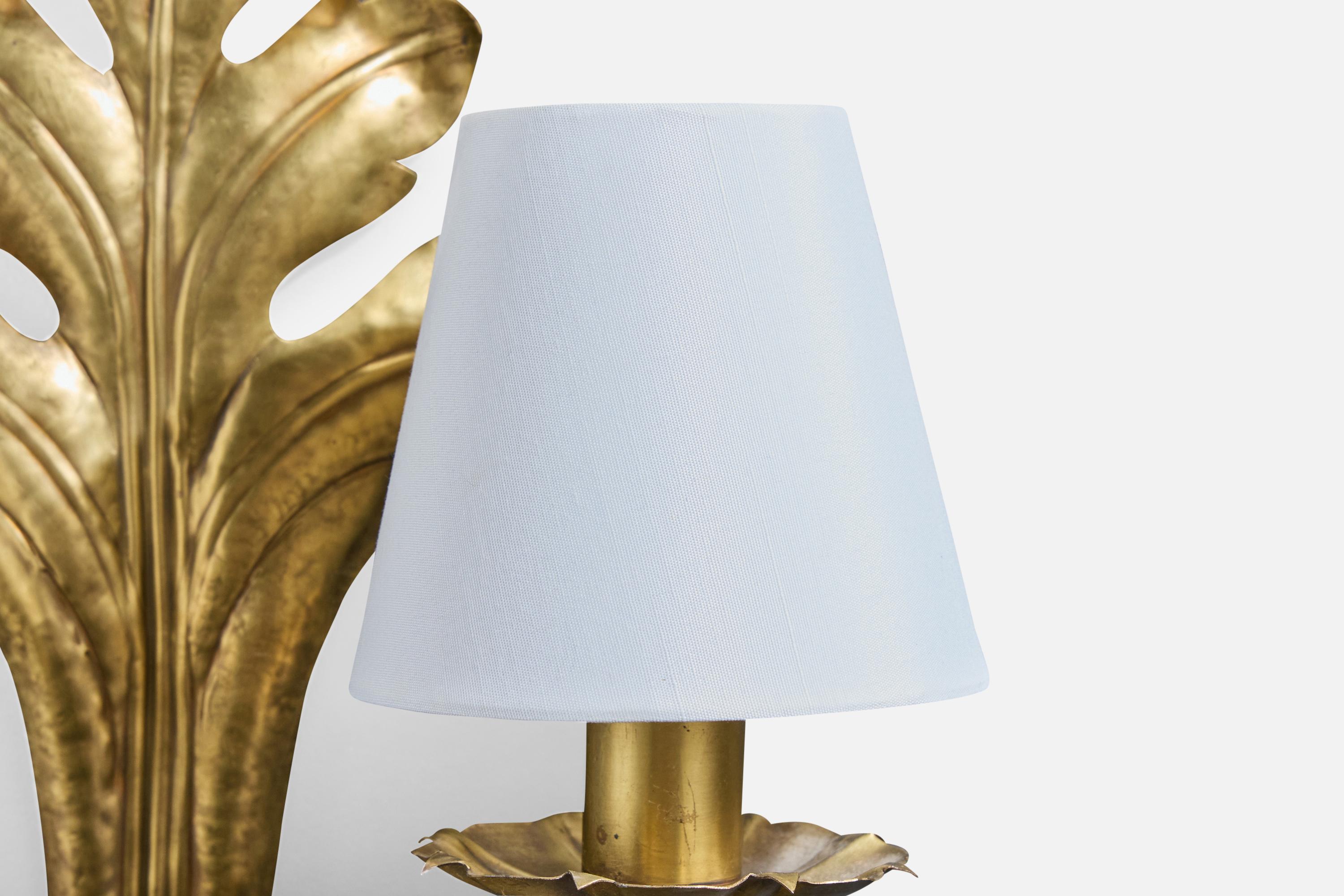 Designer francese, lampade da parete, ottone, tessuto, Francia, anni '1960 in vendita 3