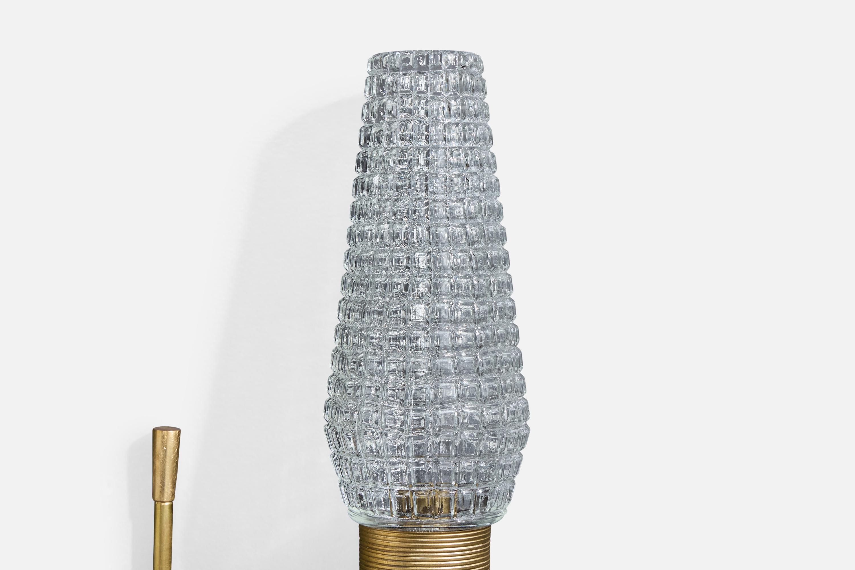 Diseñador francés, Apliques, Latón, Cristal, Francia, Años 1950 en venta 4