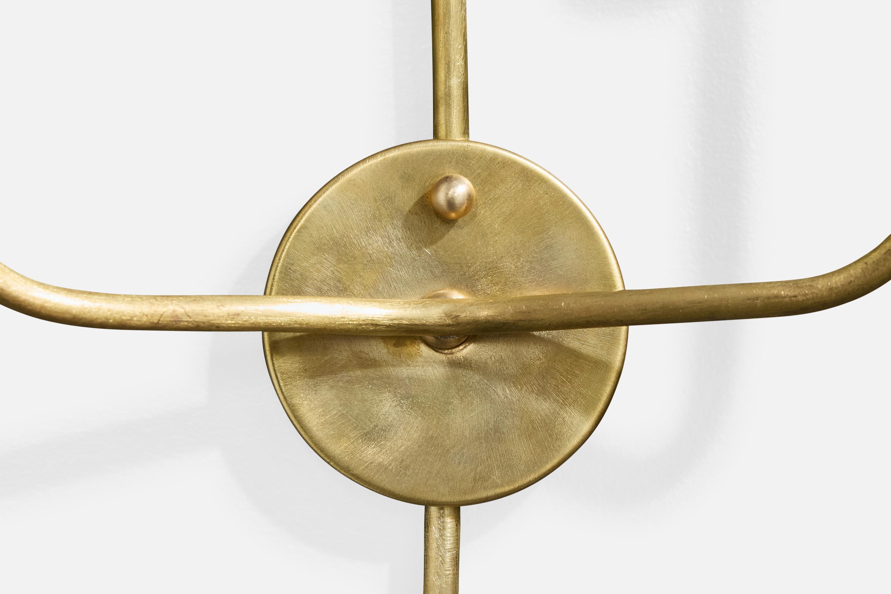 Diseñador francés, Apliques, Latón, Cristal, Francia, Años 1950 en venta 1