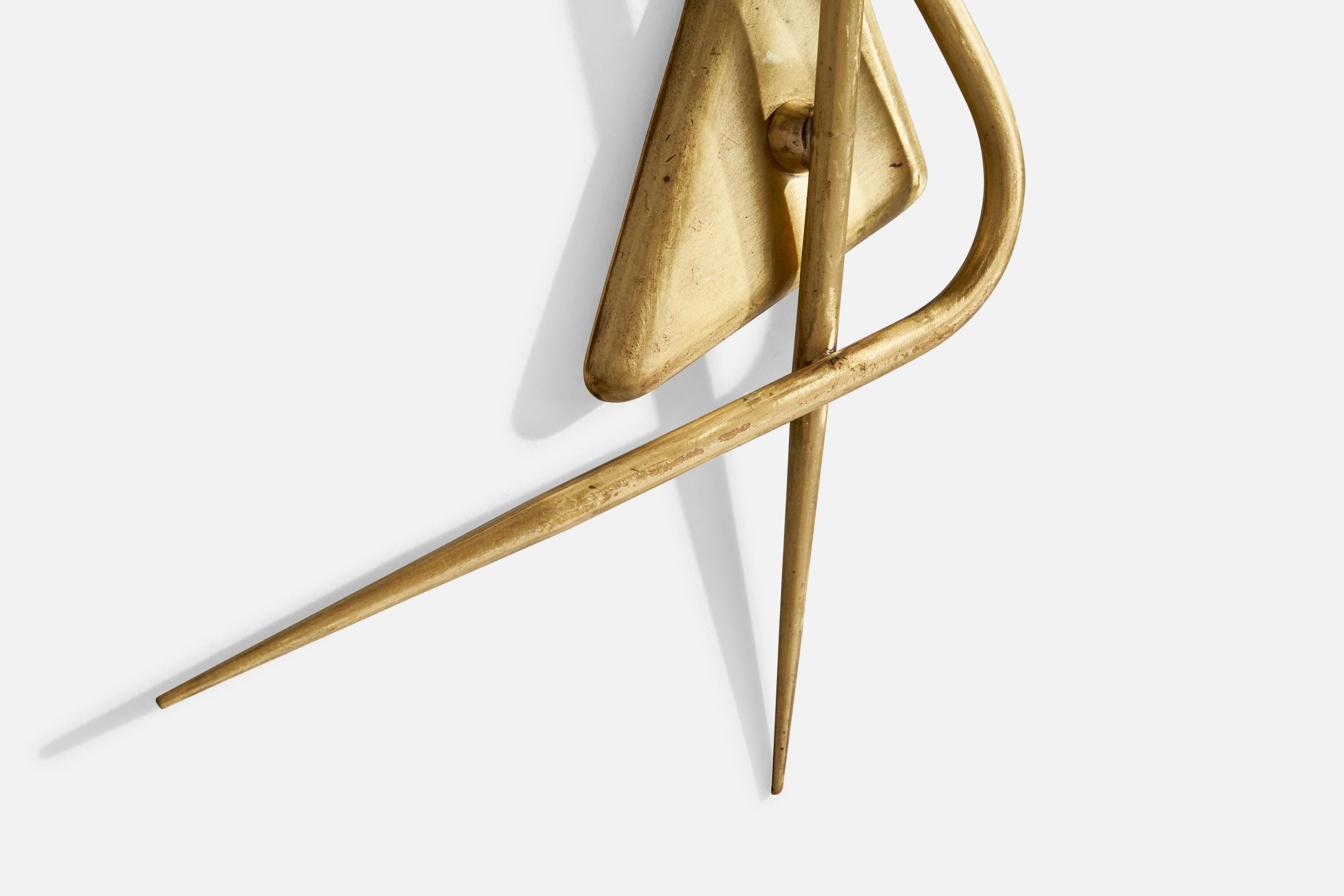 Französischer Designer, Wandleuchten, Messing, Glas, Frankreich, 1950er Jahre im Angebot 3