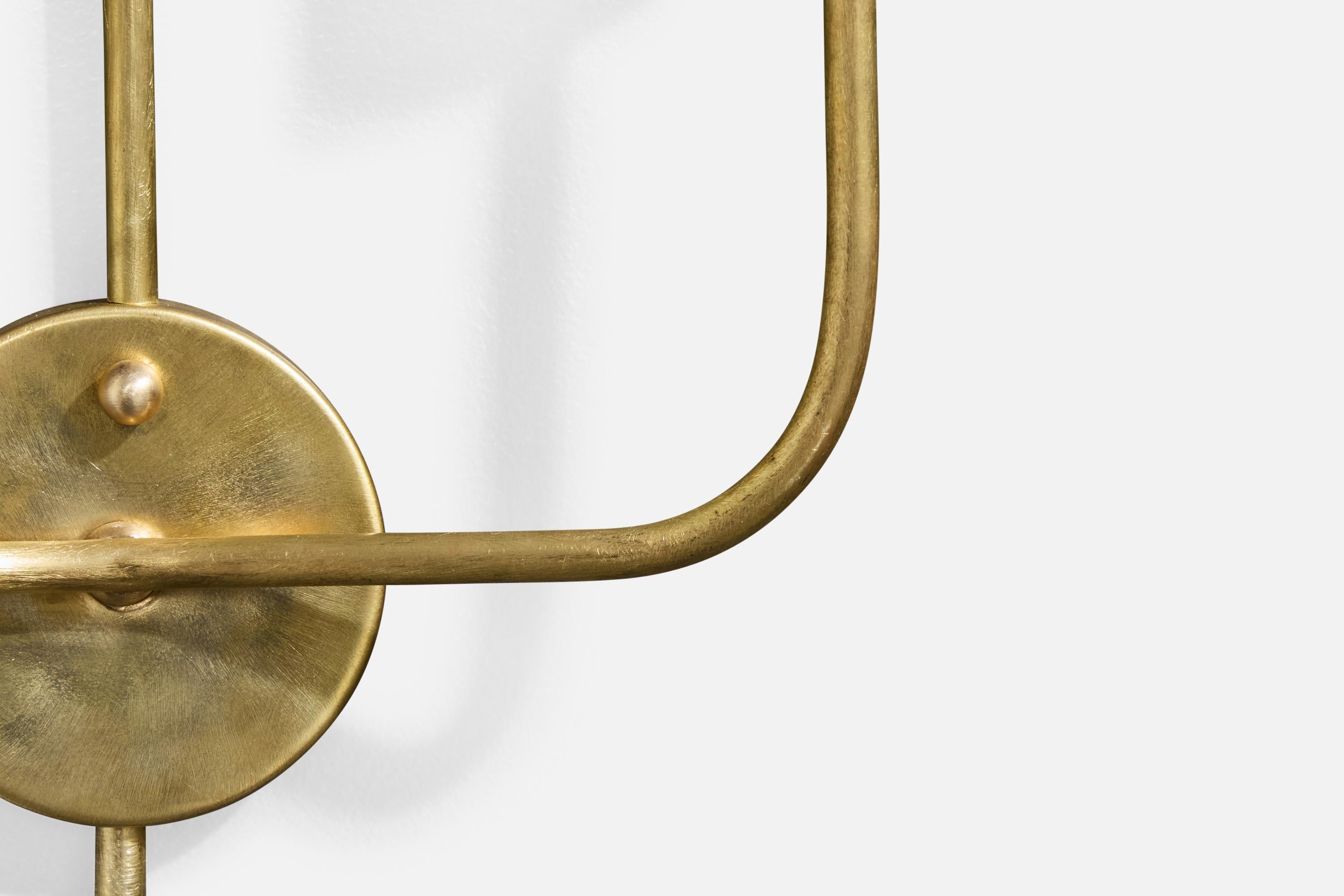 Diseñador francés, Apliques, Latón, Cristal, Francia, Años 1950 en venta 2