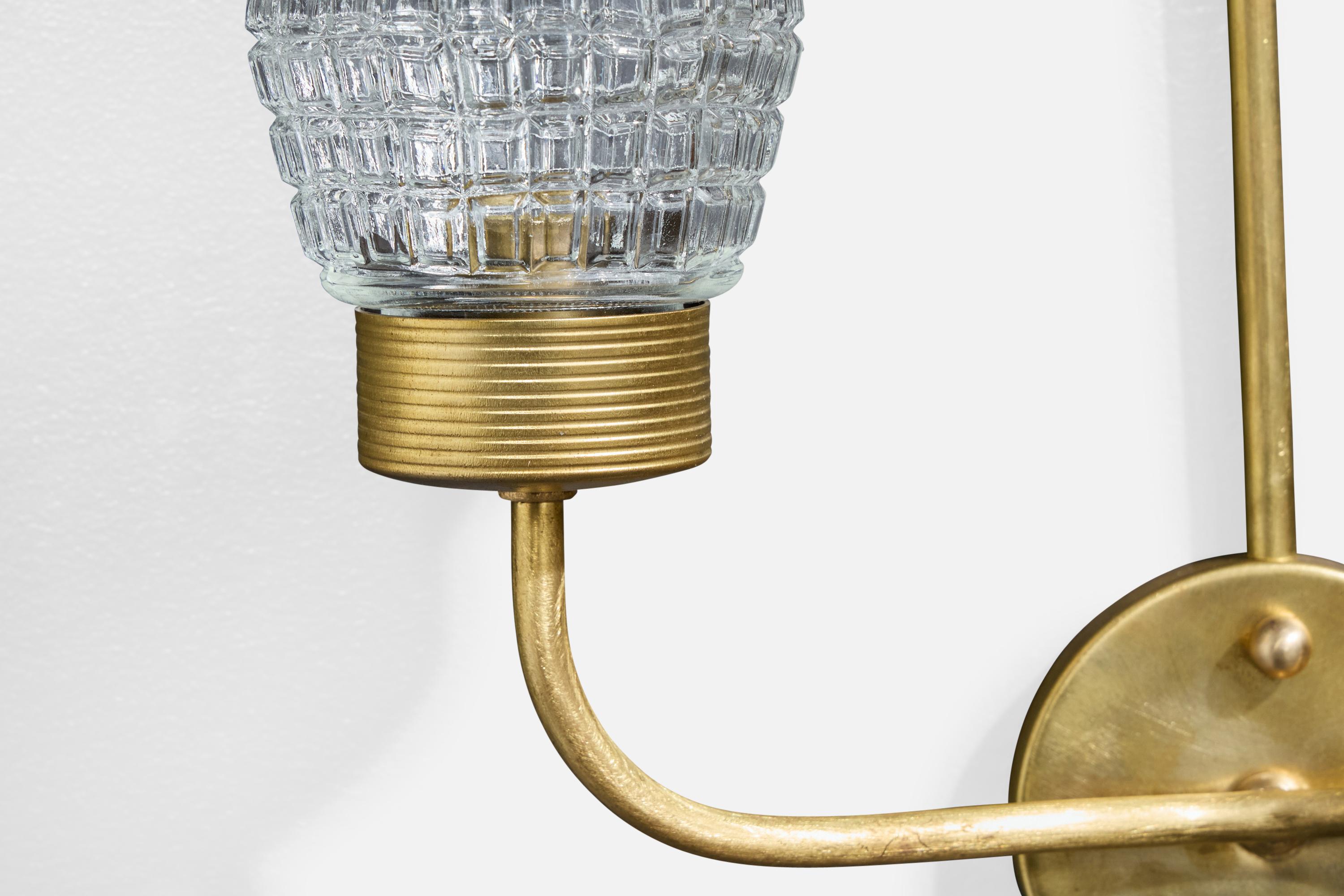 Diseñador francés, Apliques, Latón, Cristal, Francia, Años 1950 en venta 3