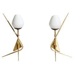 Design/One, appliques, laiton, verre, France, années 1950