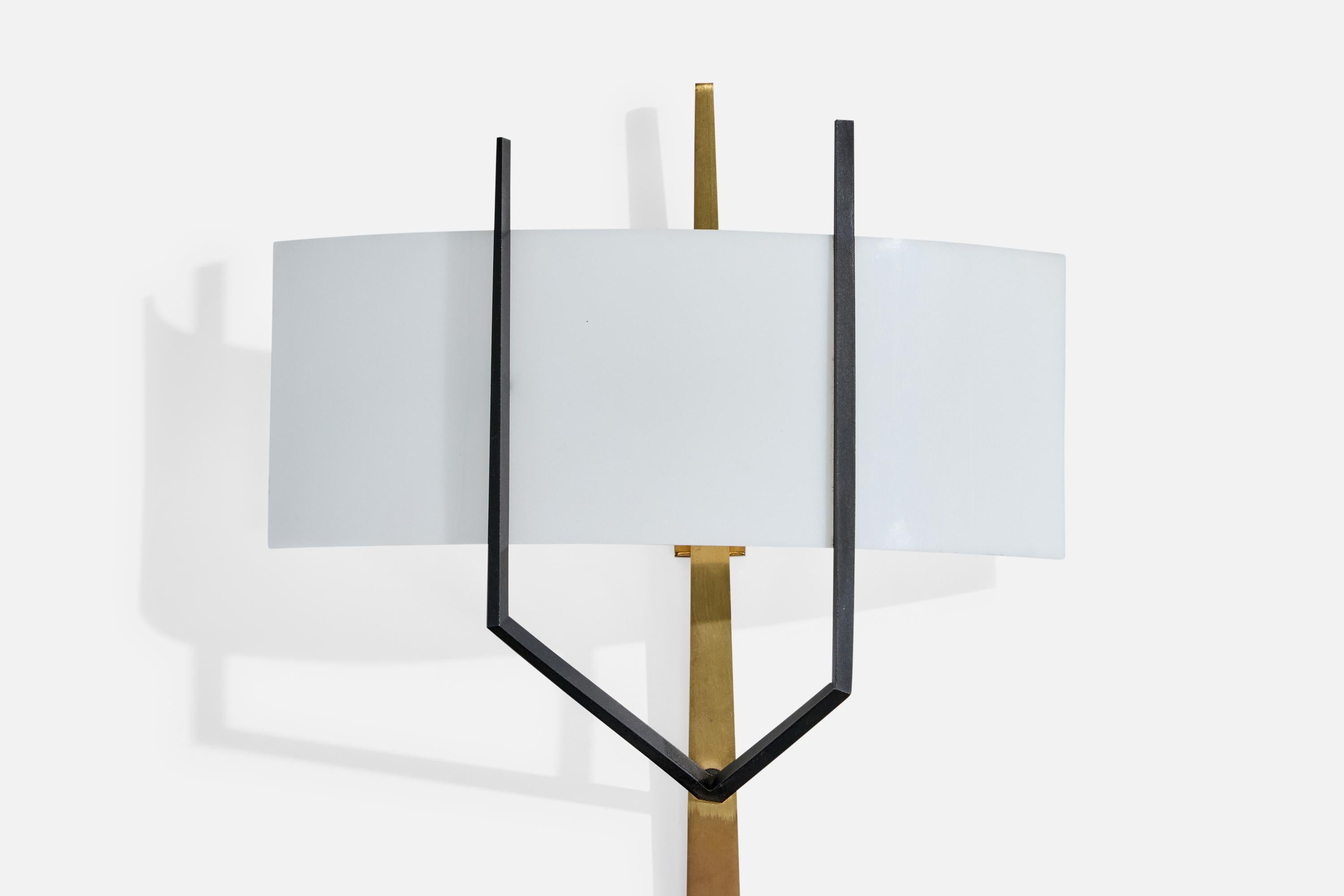 Französischer Designer, Wandleuchten, Messing, Metall, Acryl, Frankreich, 1960er Jahre im Angebot 2