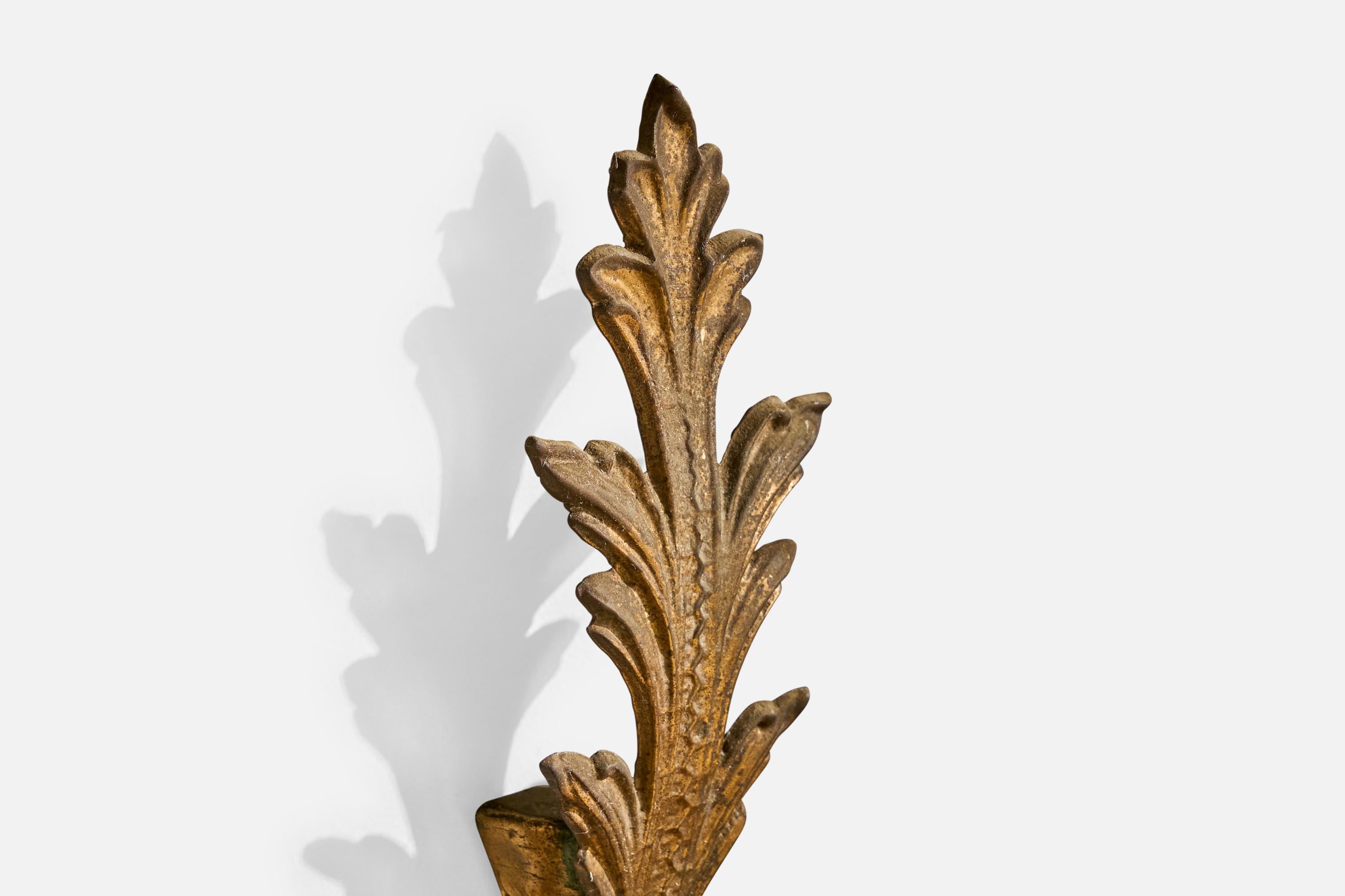 Design francese, lampade da parete, ottone, metallo, tessuto, Francia, anni '1940 in vendita 4