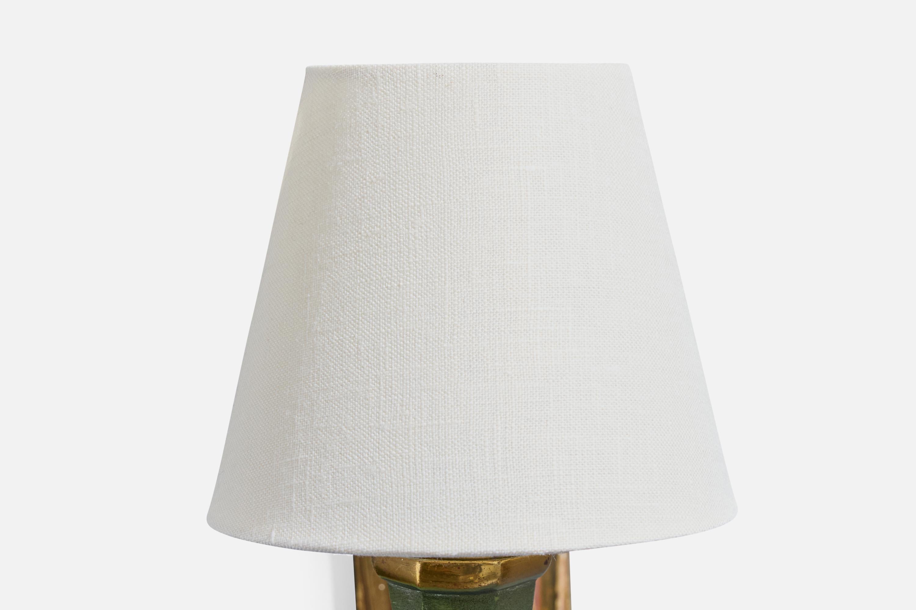 Französischer Designer, Wandleuchten, Messing, Metall, Stoff, Frankreich, 1950er Jahre im Angebot 6