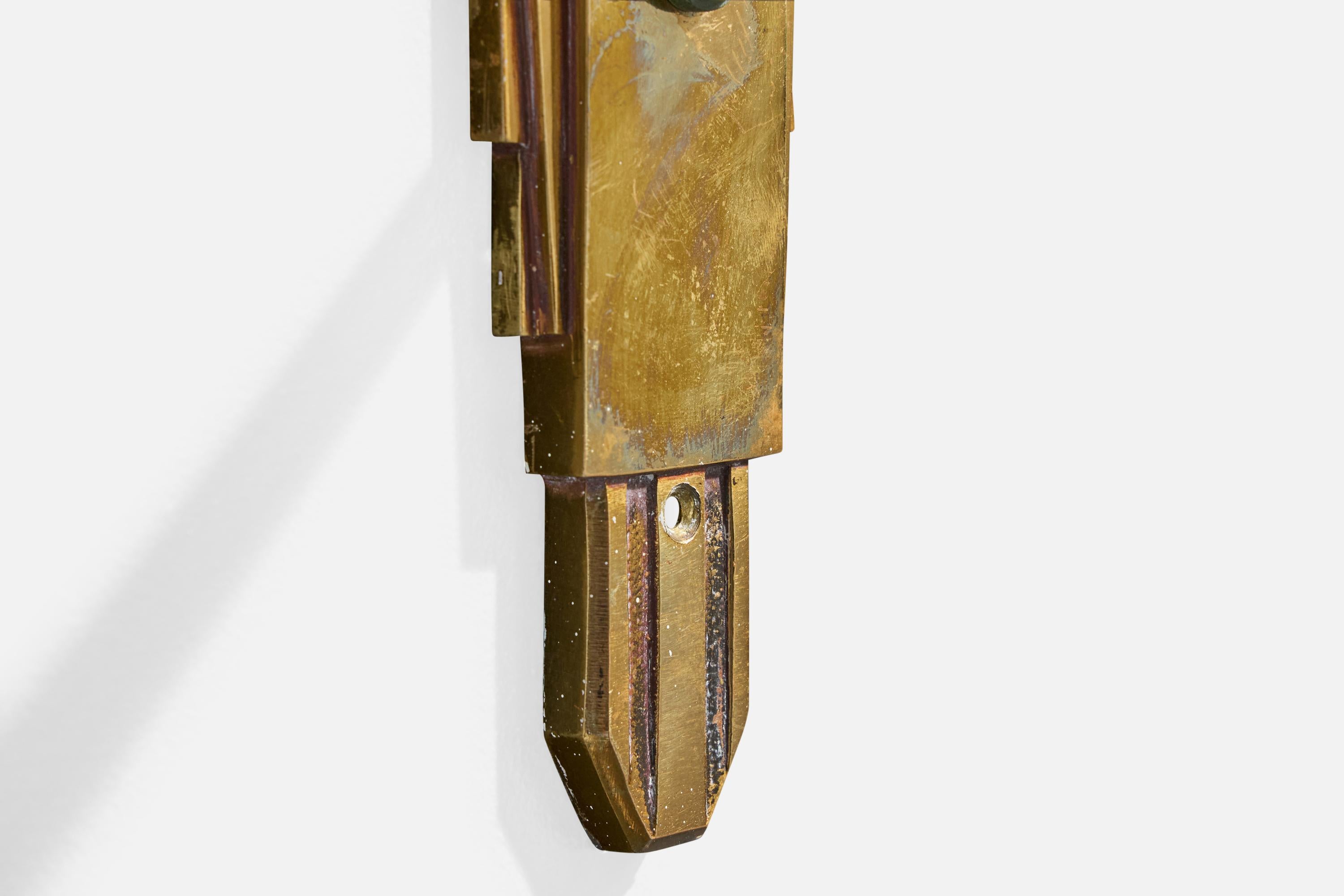 Französischer Designer, Wandleuchten, Messing, Metall, Stoff, Frankreich, 1950er Jahre im Angebot 4