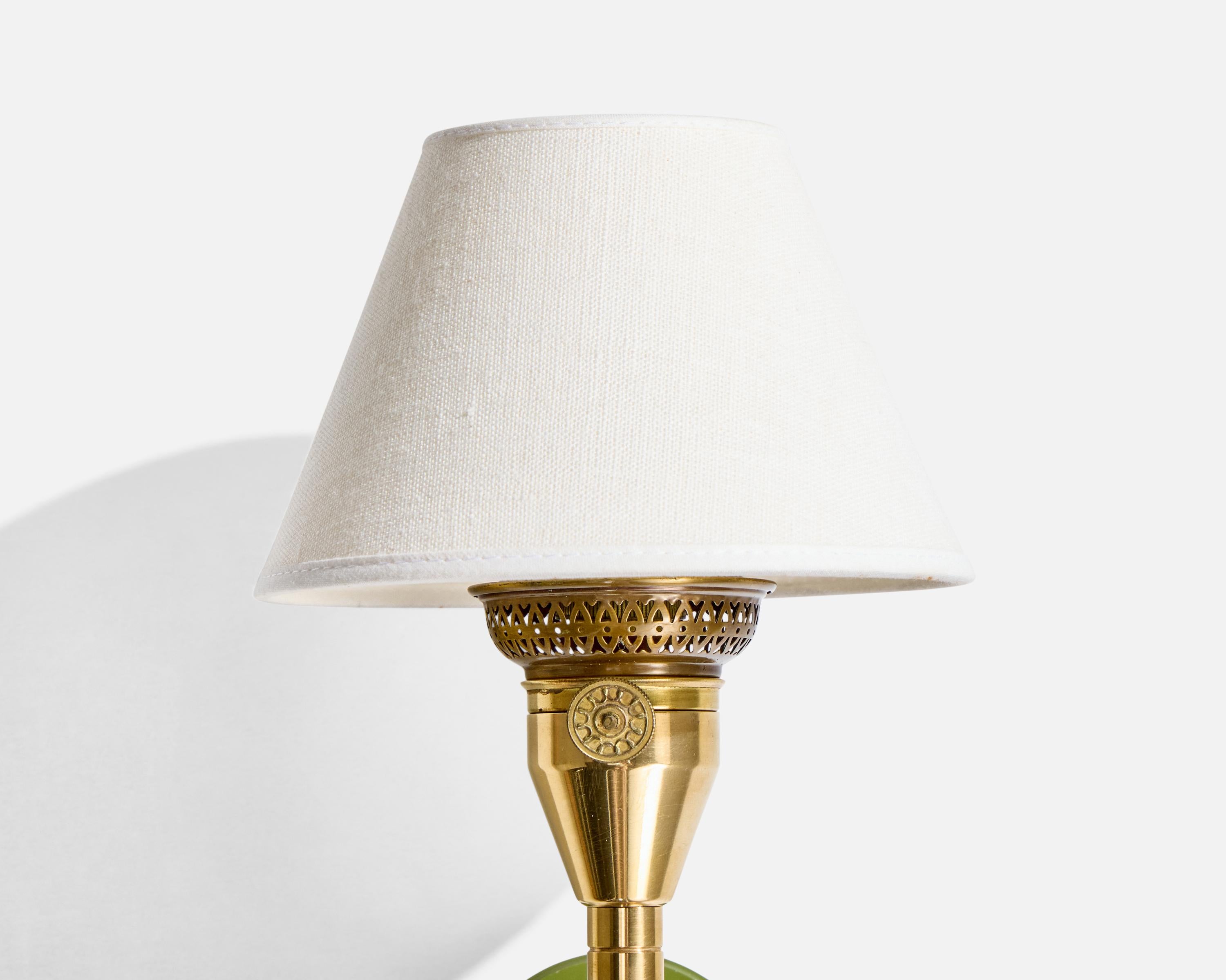 French Designer, Wall Lights, Brass, Metal, Fabric, France, 1950s For Sale 4