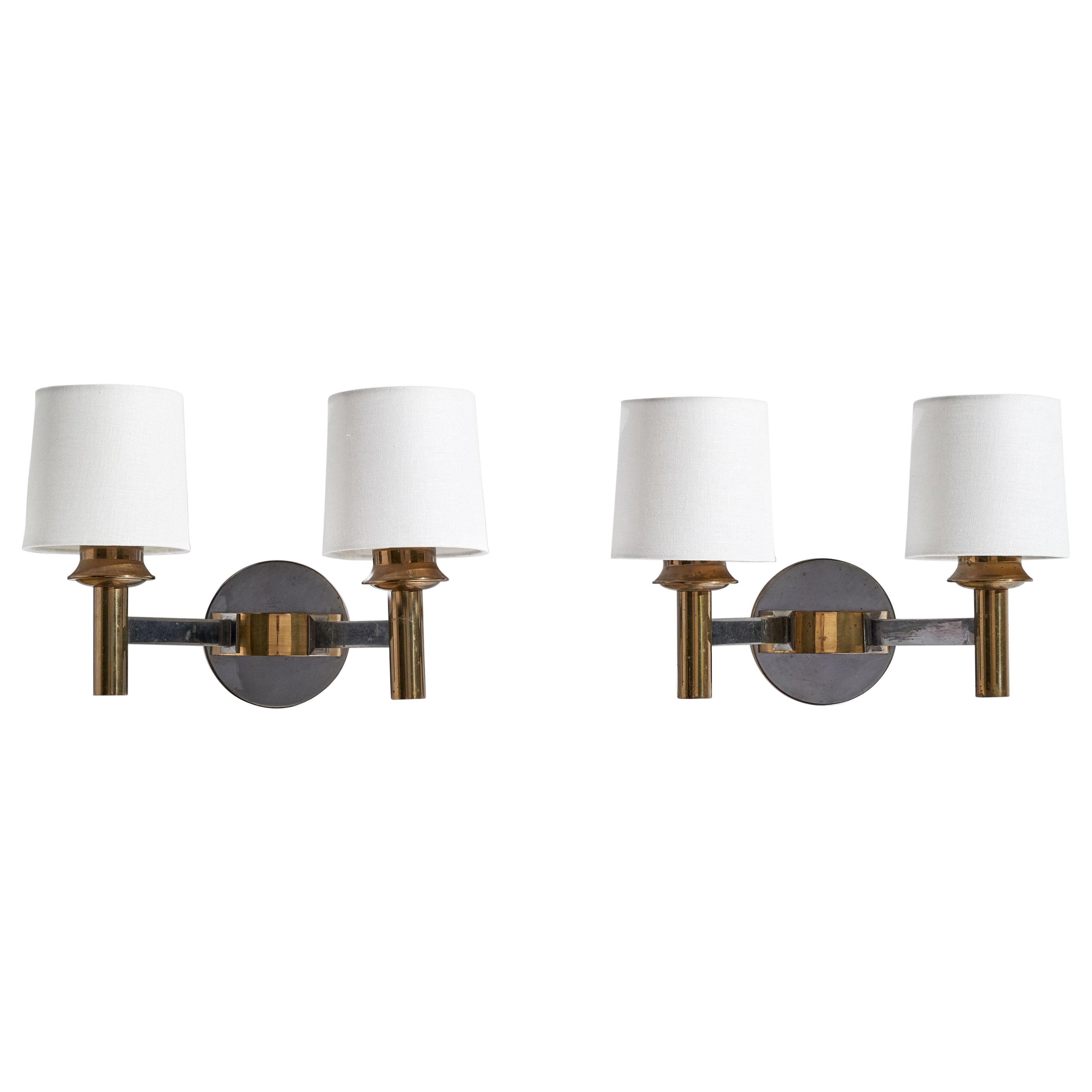 Design/One, Lights, laiton, métal, tissu, France, années 1950