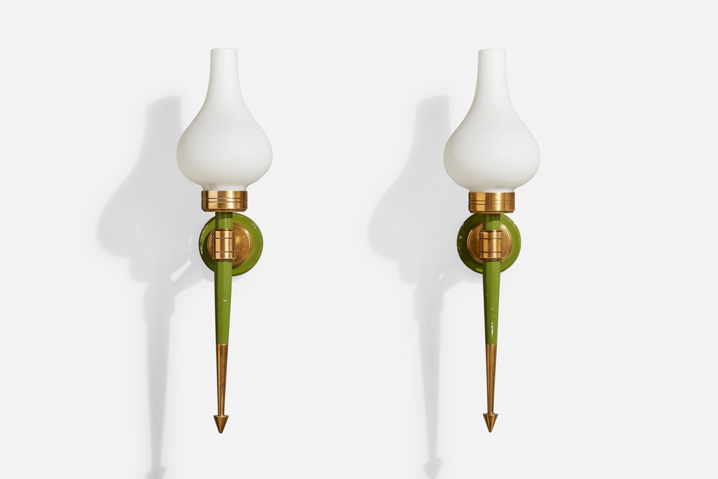 Français Design/One, Design-Light, laiton, métal, verre, France, années 1940 en vente