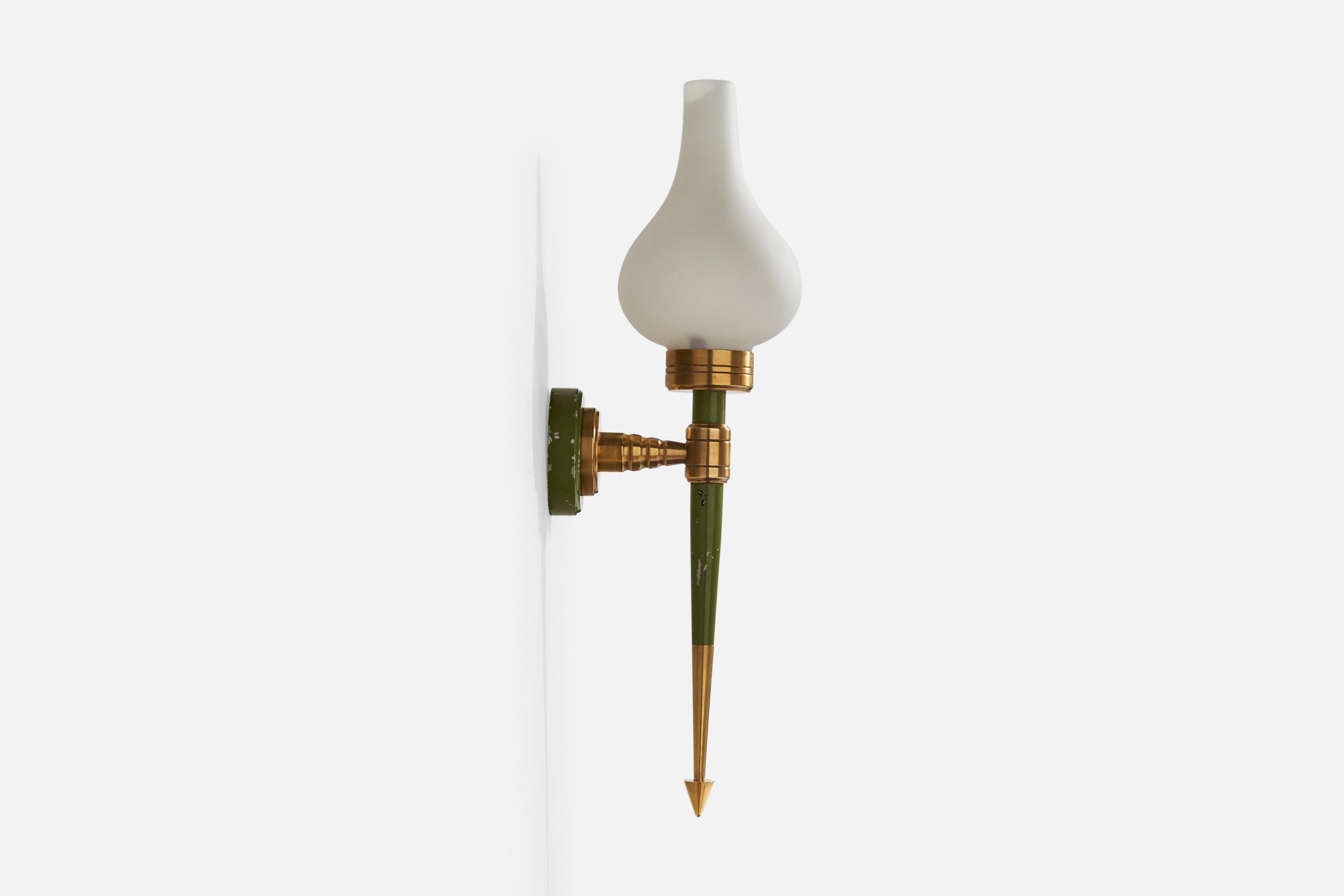 Milieu du XXe siècle Design/One, Design-Light, laiton, métal, verre, France, années 1940 en vente
