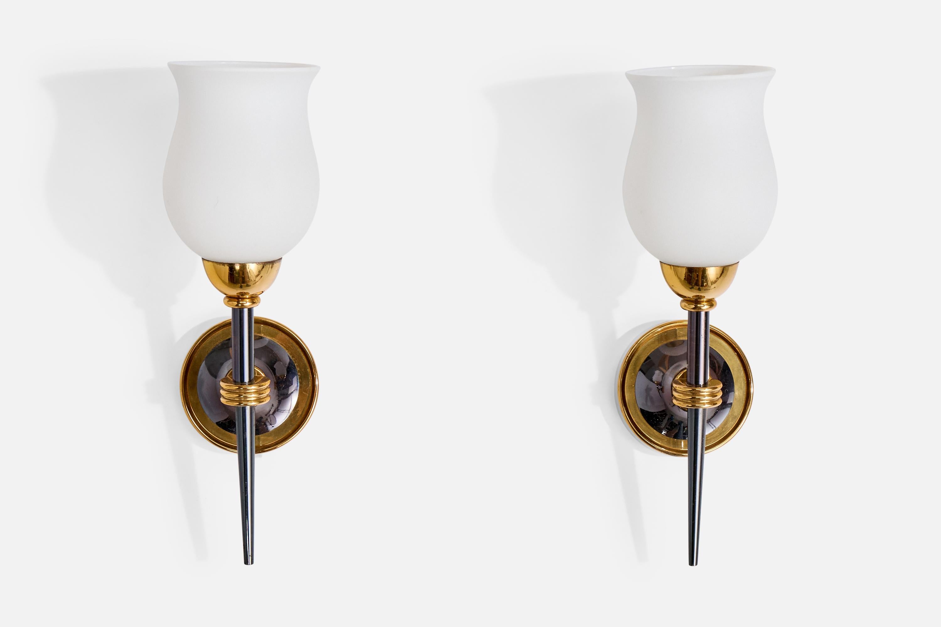 Mid-Century Modern Design/One, Design-Light, laiton, métal, verre, France, années 1950 en vente