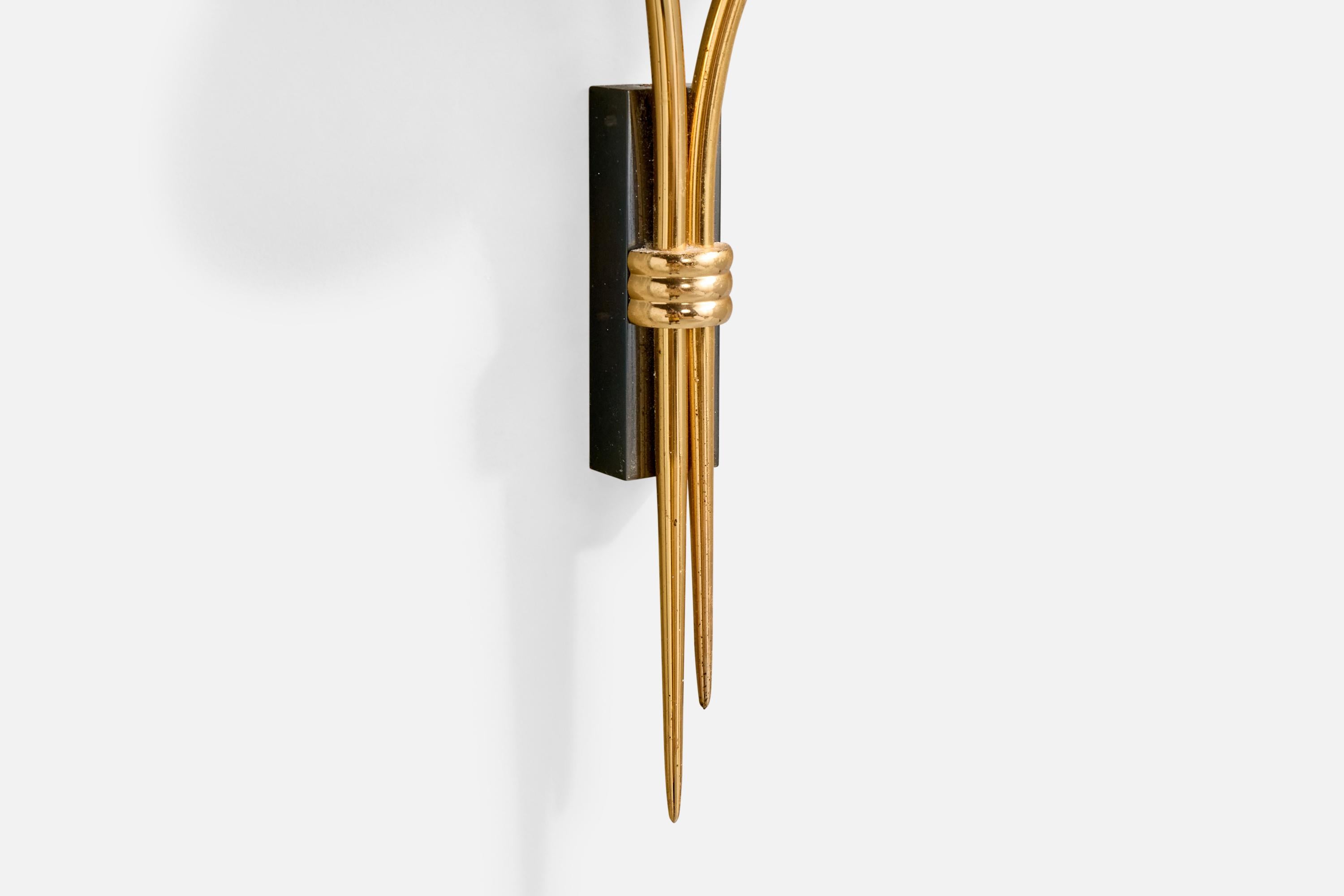 Milieu du XXe siècle Design/One, Design-Light, laiton, métal, verre, France, années 1950 en vente