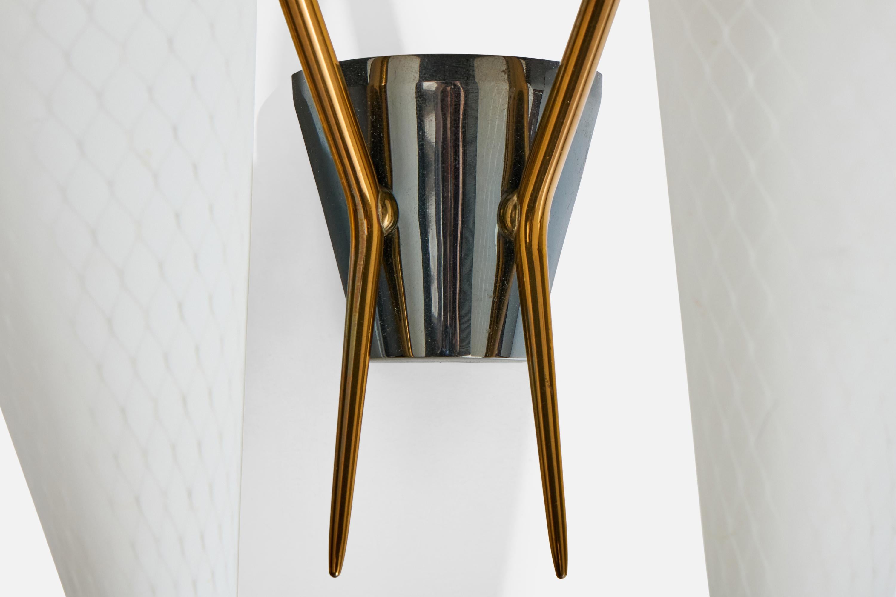 Diseñador francés, Apliques, Latón, Metal, Vidrio, Francia, Años 50 mediados del siglo XX en venta