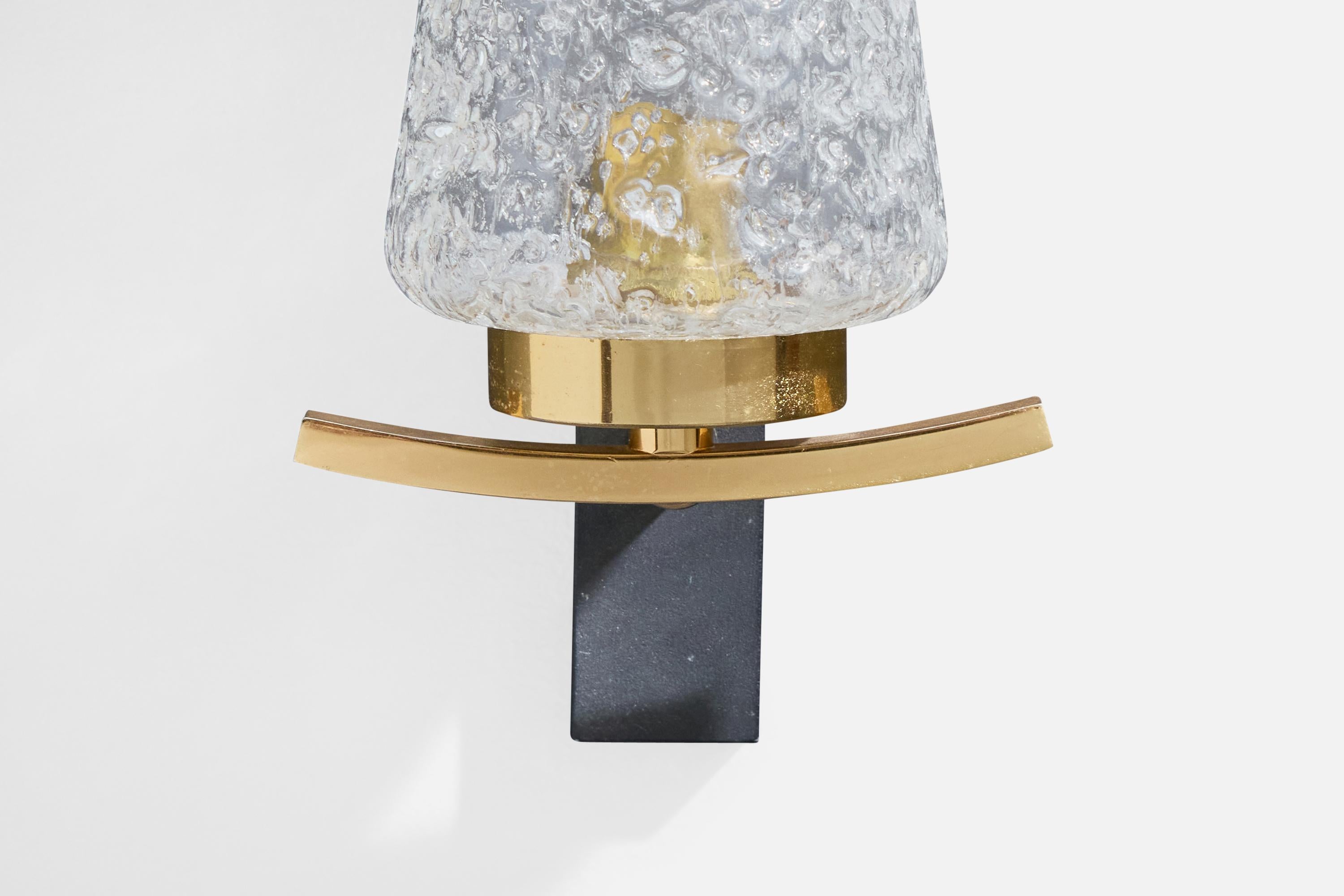 Diseñador francés, Apliques, Latón, Metal, Vidrio, Francia, Años 50 en venta 1