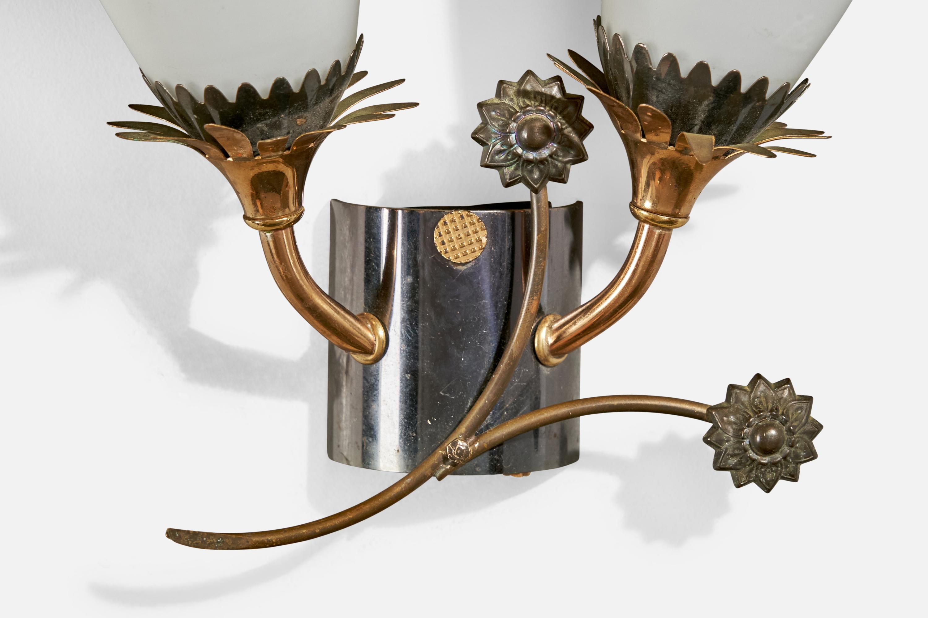 Métal Design/One, Design-Light, laiton, métal, verre, France, années 1950 en vente