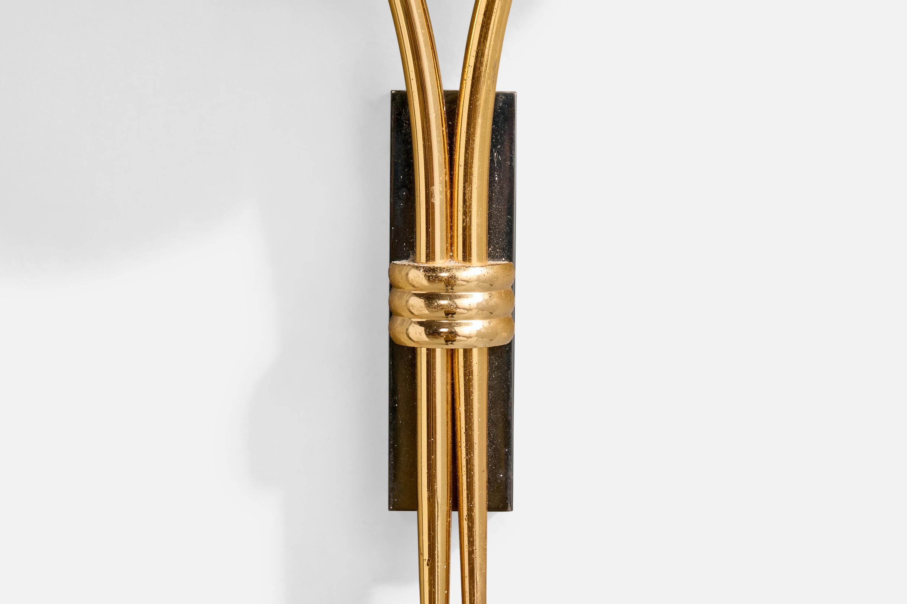 Métal Design/One, Design-Light, laiton, métal, verre, France, années 1950 en vente