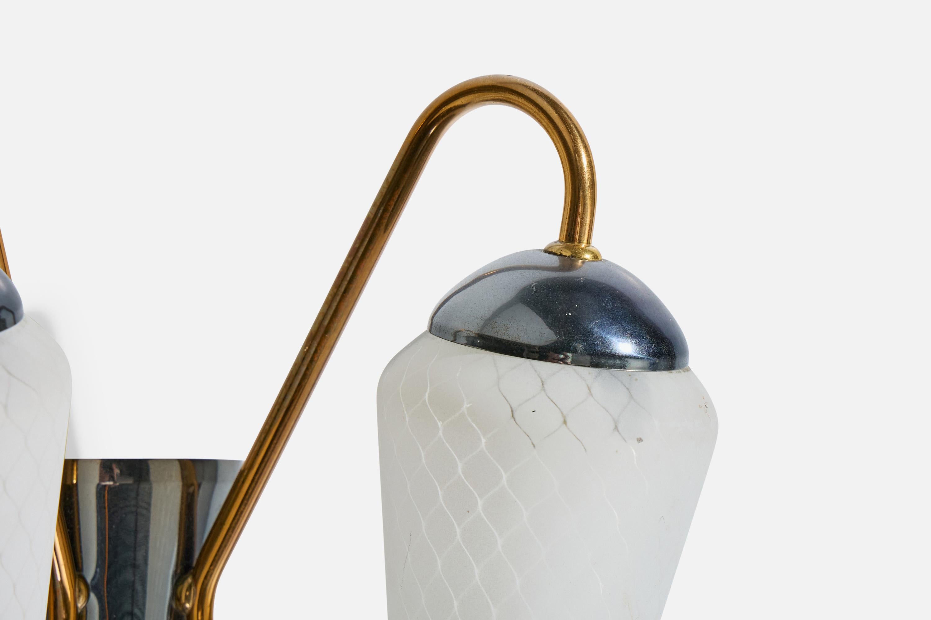 Diseñador francés, Apliques, Latón, Metal, Vidrio, Francia, Años 50 en venta 1