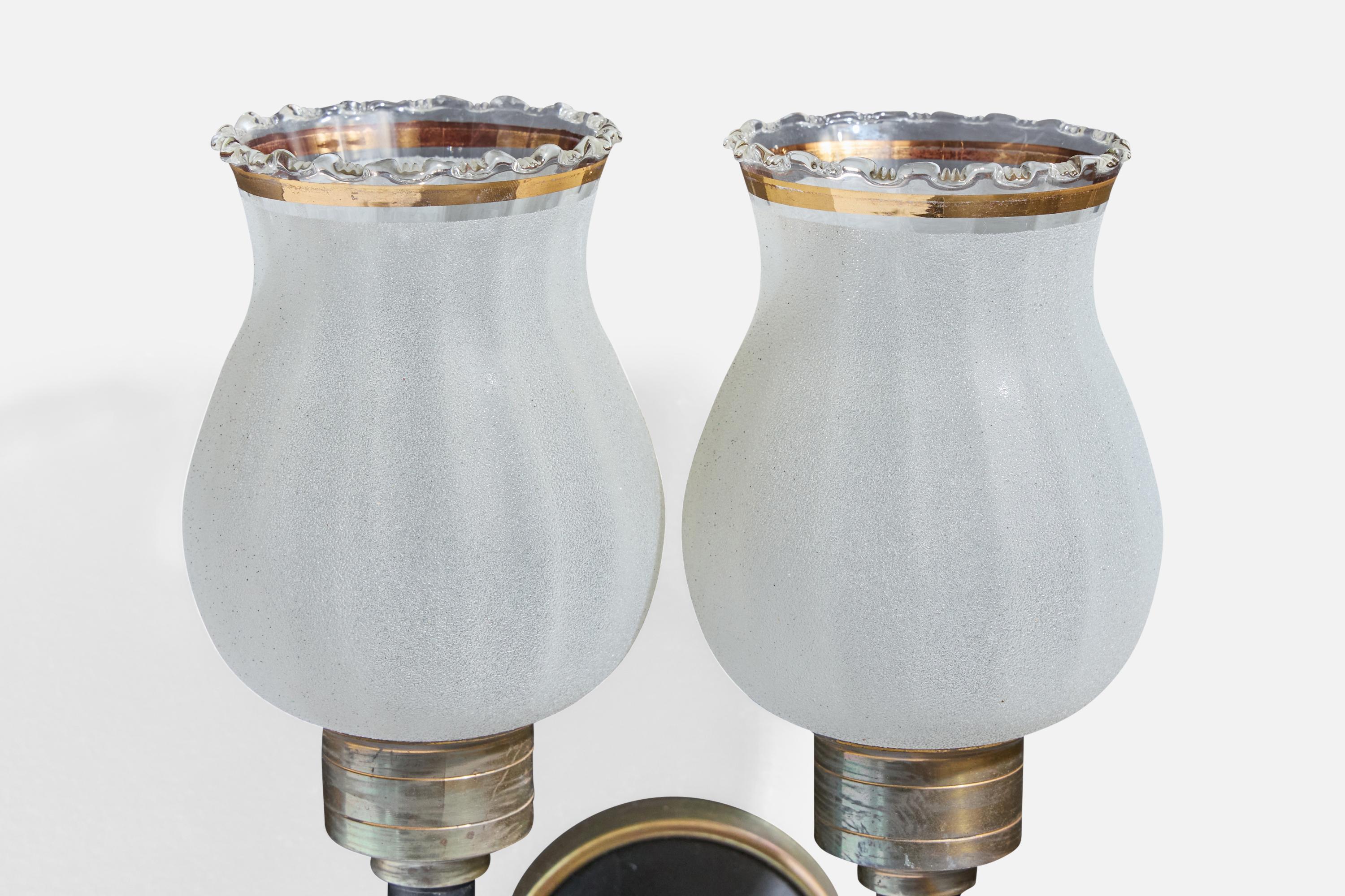 Design/One, Design-Light, laiton, métal, verre, France, années 1950 en vente 2