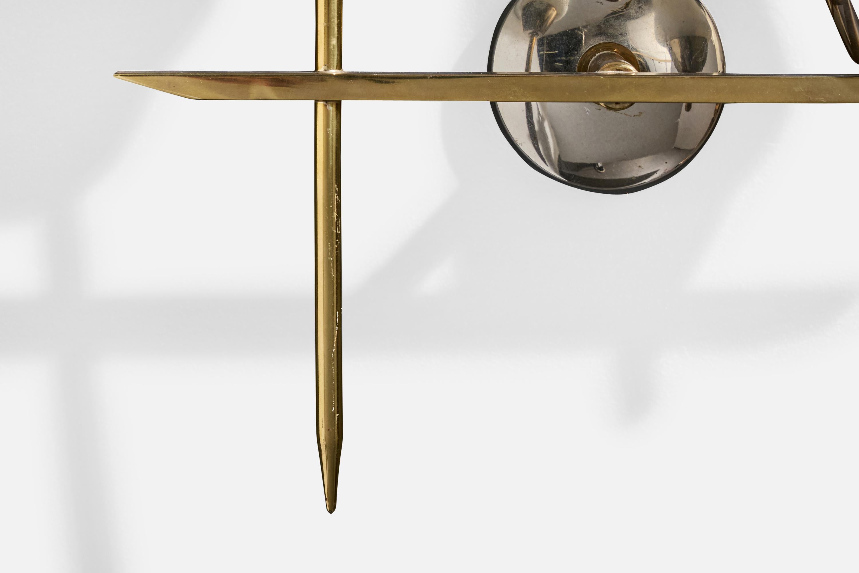 Design/One, Design-Light, laiton, métal, verre, France, années 1950 en vente 2